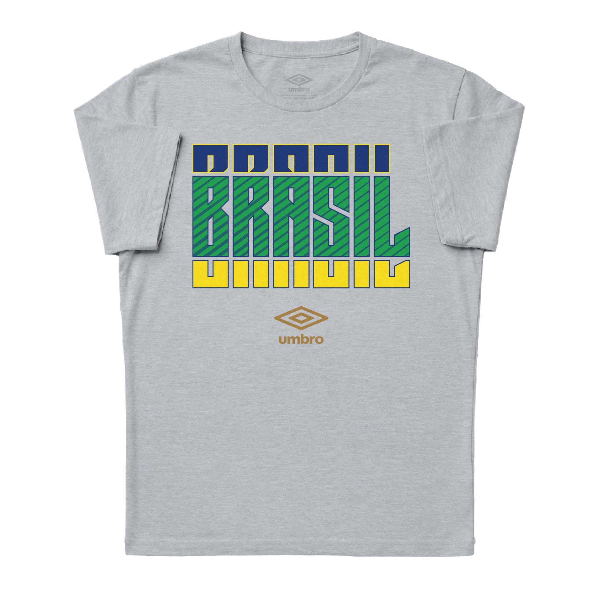 Brazil Stacked grey soccer tee in 100% cotton with short sleeves and round neck - Shop men's graphic tee shirts by Umbro.