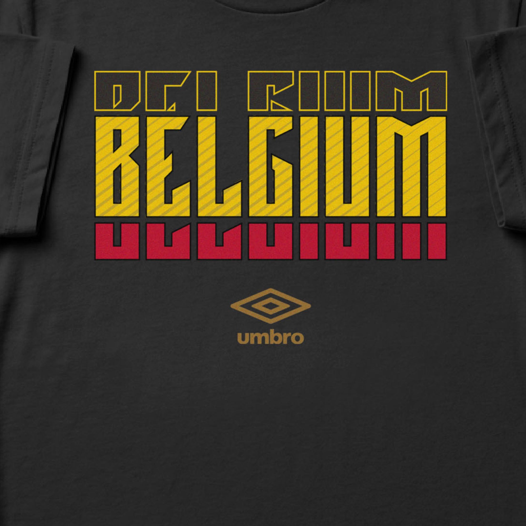 Belgium Stacked black soccer tee in cotton with short sleeves - Shop men's graphic tee shirts by Umbro