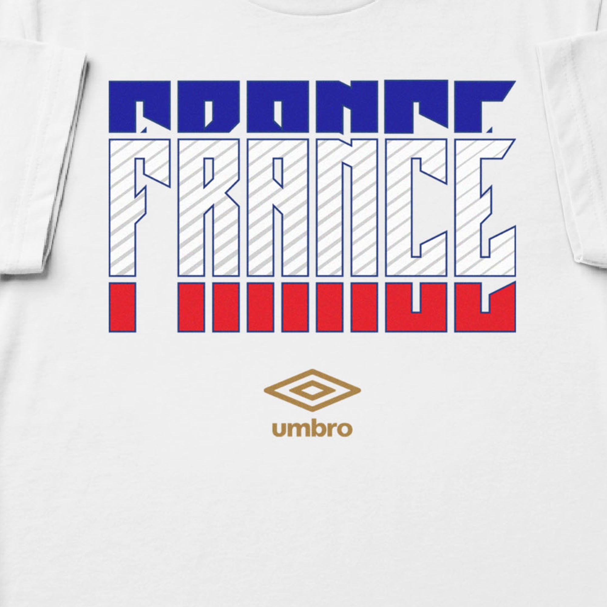 France Stacked white soccer t shirt in 100% cotton with short sleeves - Shop men's workout tees by Umbro.