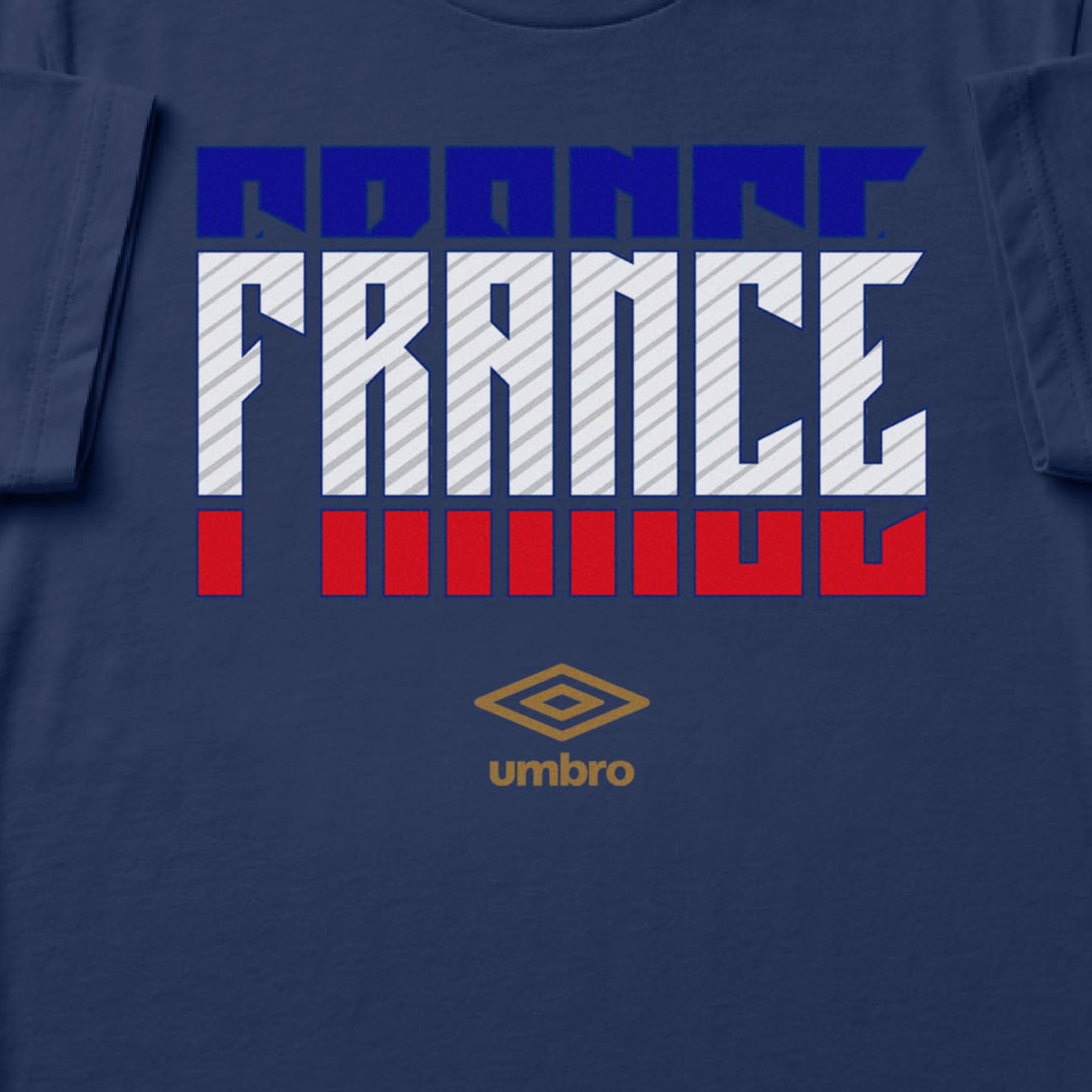 France Stacked navy blue soccer t shirt in 100% cotton with short sleeves - Shop men's workout tees by Umbro.
