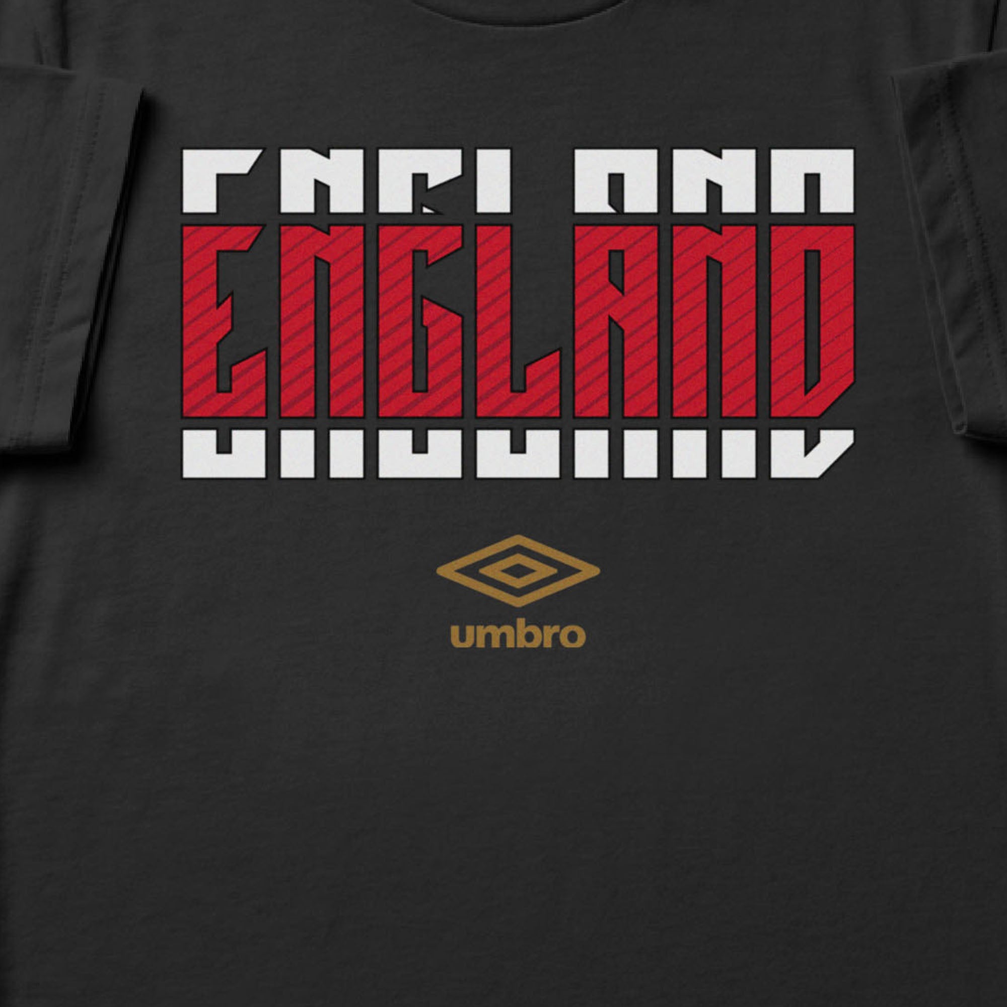 England Stacked black soccer t shirt in 100% cotton with short sleeves - Shop men's graphic tee shirts by Umbro