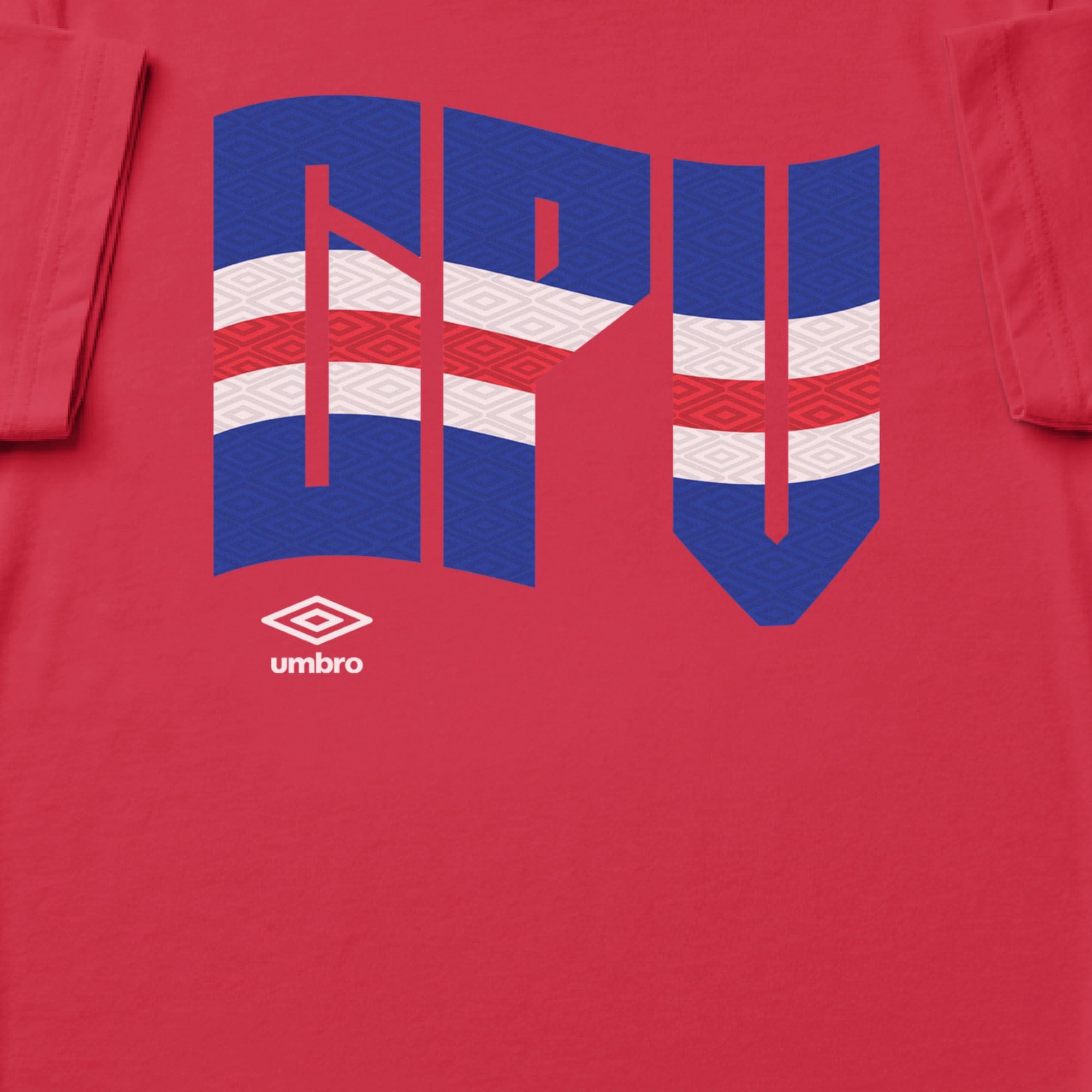 Cape Verde wavy graphic red soccer Tshirt. Shop football team tees in soft cotton by Umbro.