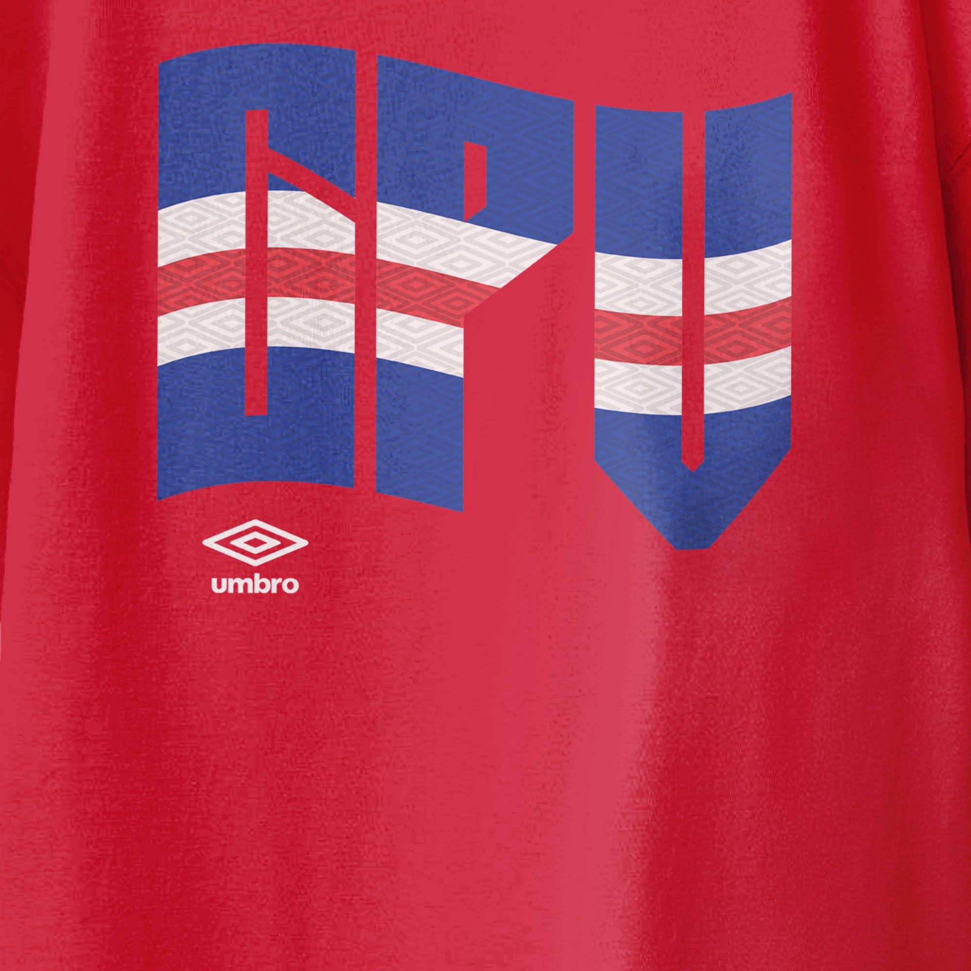Kids’ Cape Verde wavy graphic red soccer Tshirt / Shop football team tees in soft cotton by Umbro.