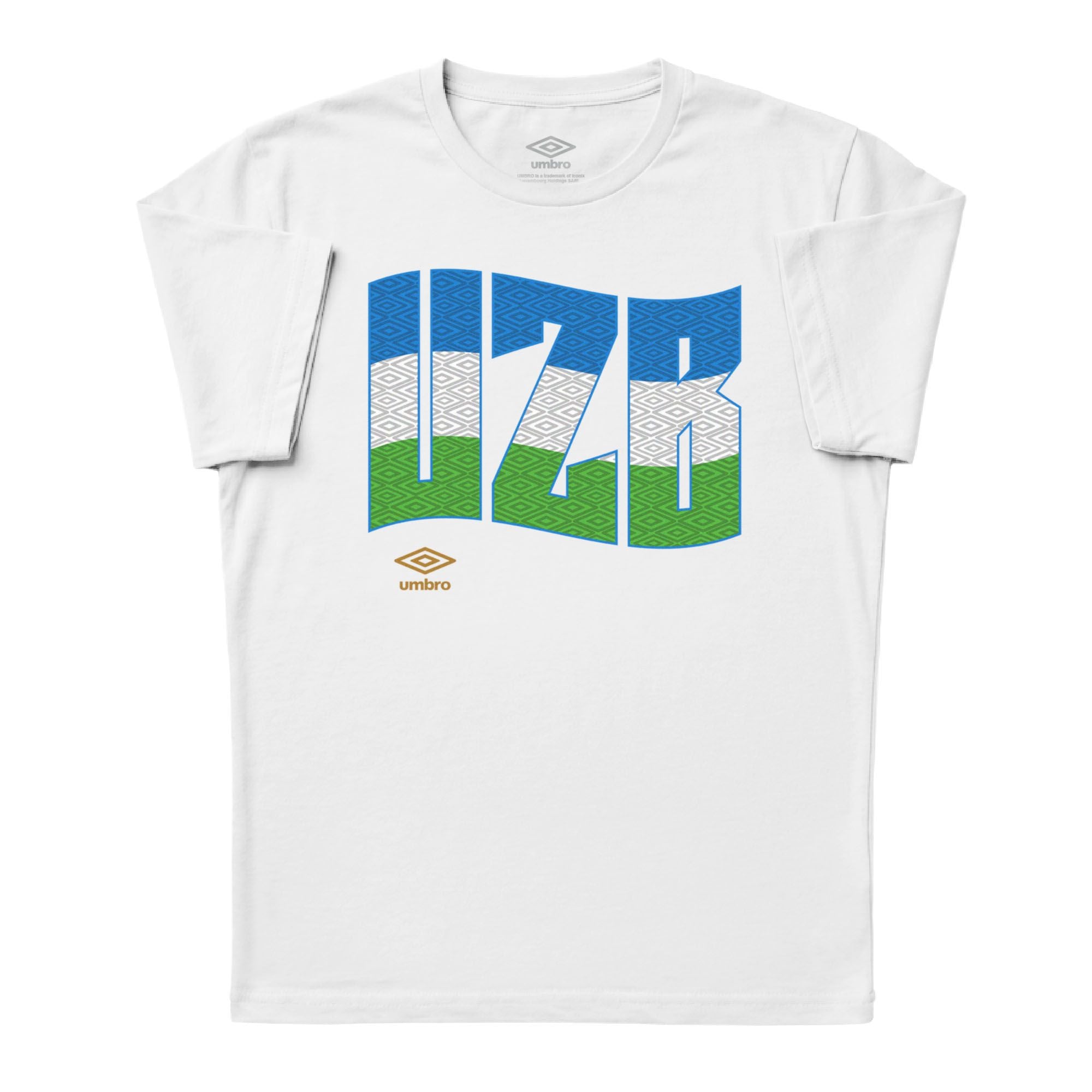 Uzbekistan wavy graphic white soccer tees. Shop football team t-shirts in soft cotton by Umbro.