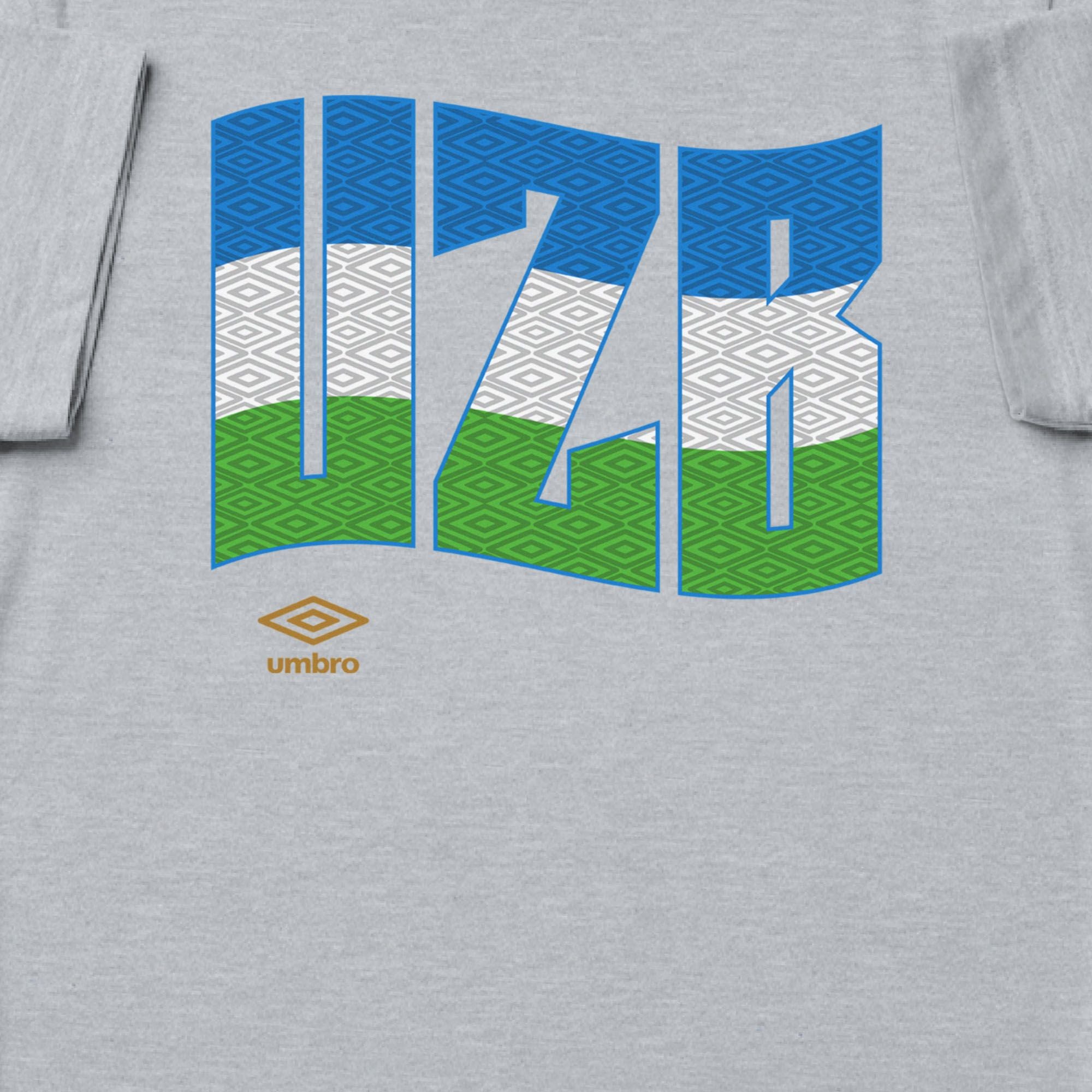 Uzbekistan wavy graphic sport grey soccer T-shirts. Shop football team tees in soft cotton by Umbro.