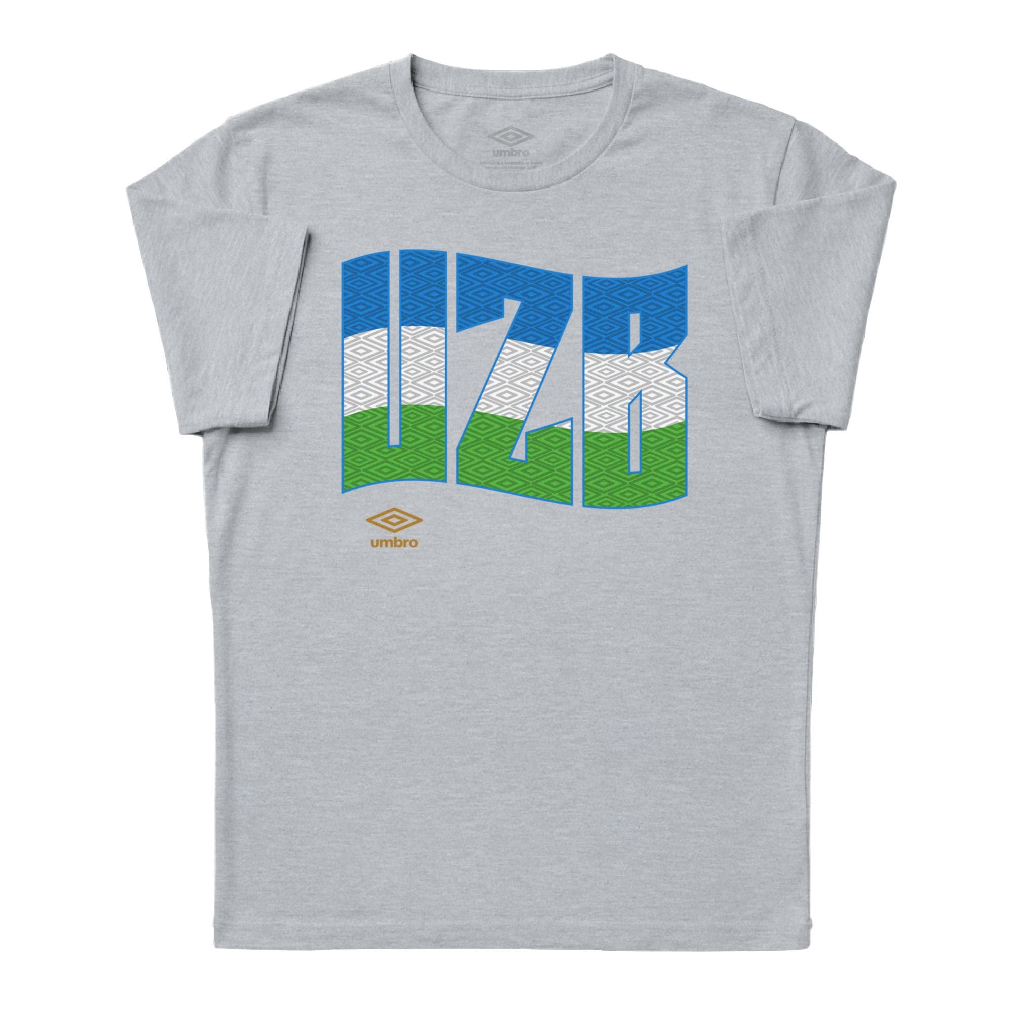 Uzbekistan wavy graphic sport grey soccer Tees. Shop football team T-shirts in soft cotton by Umbro