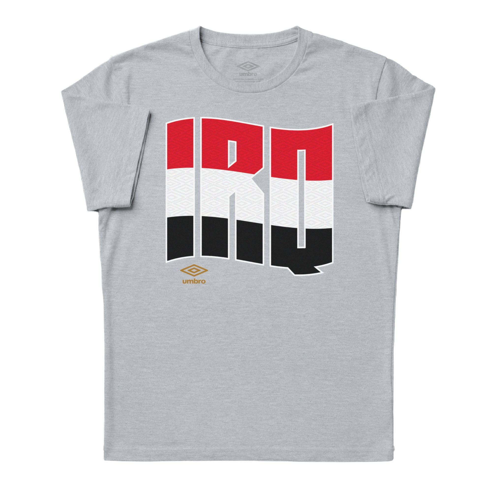 Iraq wavy graphic sport grey soccer T-shirts. Shop football team tees in soft cotton by Umbro.