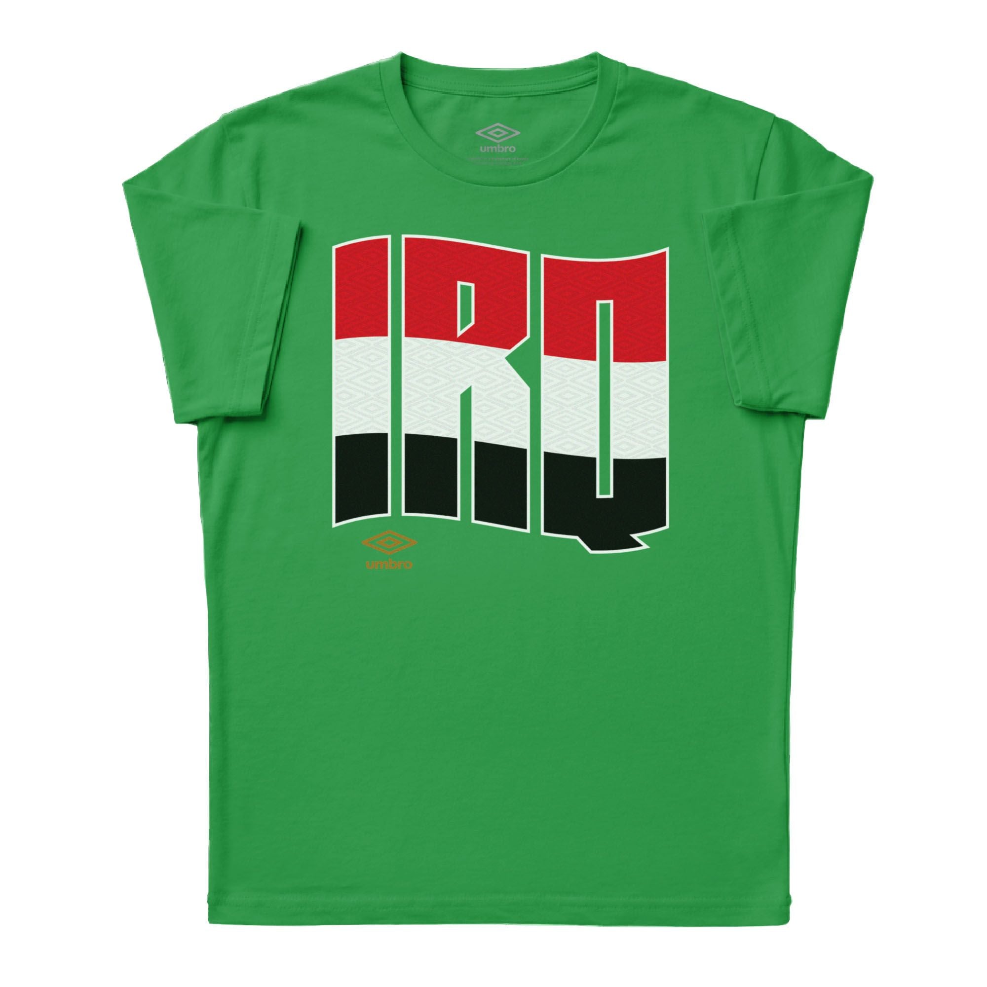 Iraq wavy graphic turf green soccer T-shirt. Shop football team tees in soft cotton by Umbro.