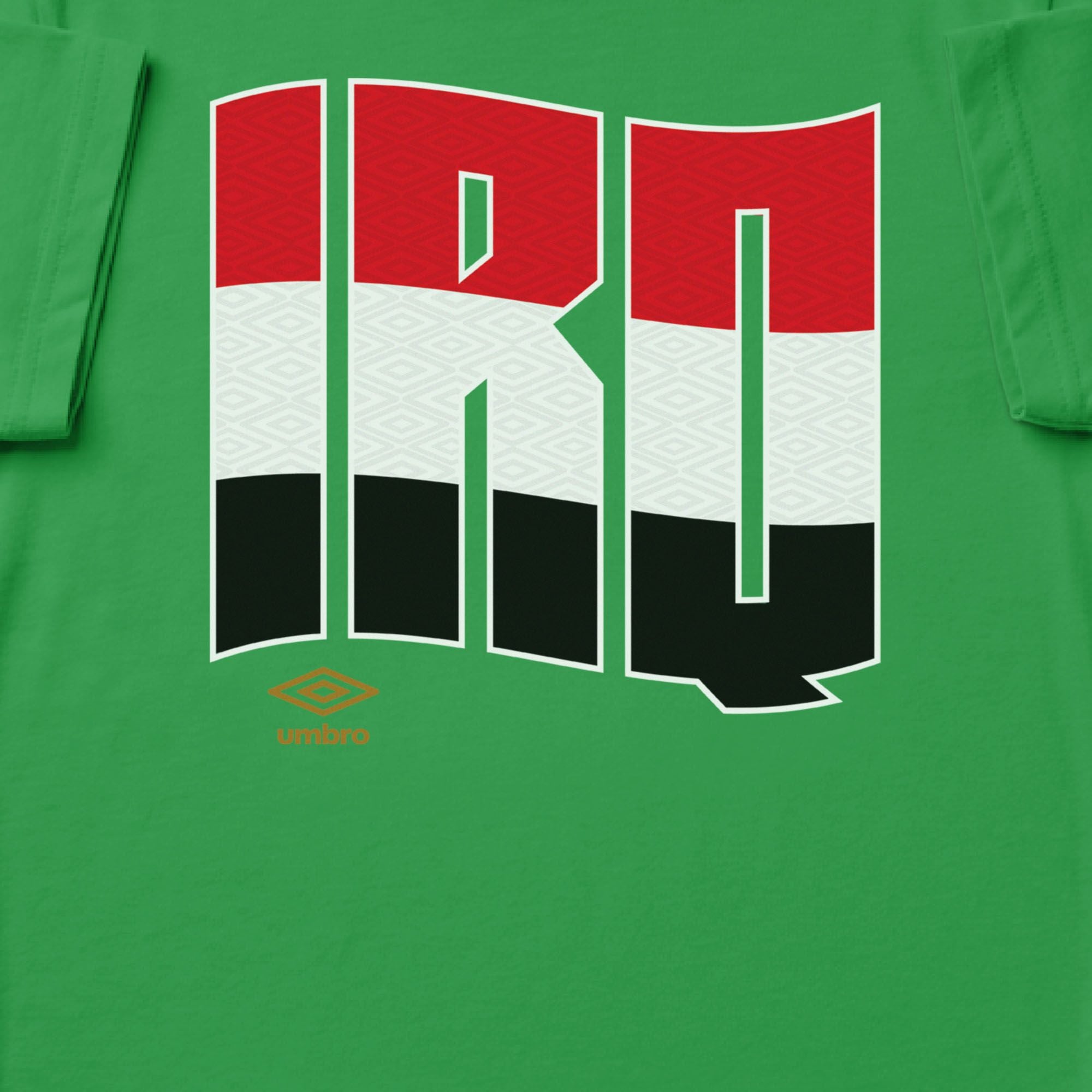Iraq wavy graphic turf green soccer Tshirt. Shop football team tees in soft cotton by Umbro.