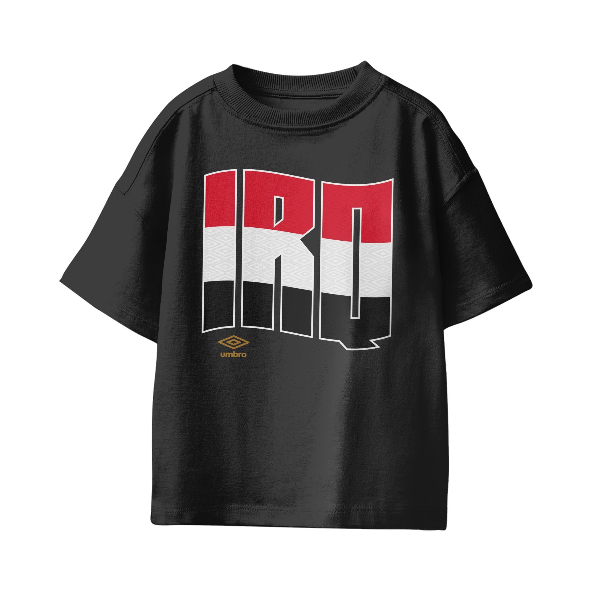 Iraq wavy graphic black soccer Tees. Shop football team t-shirts in soft cotton by Umbro.