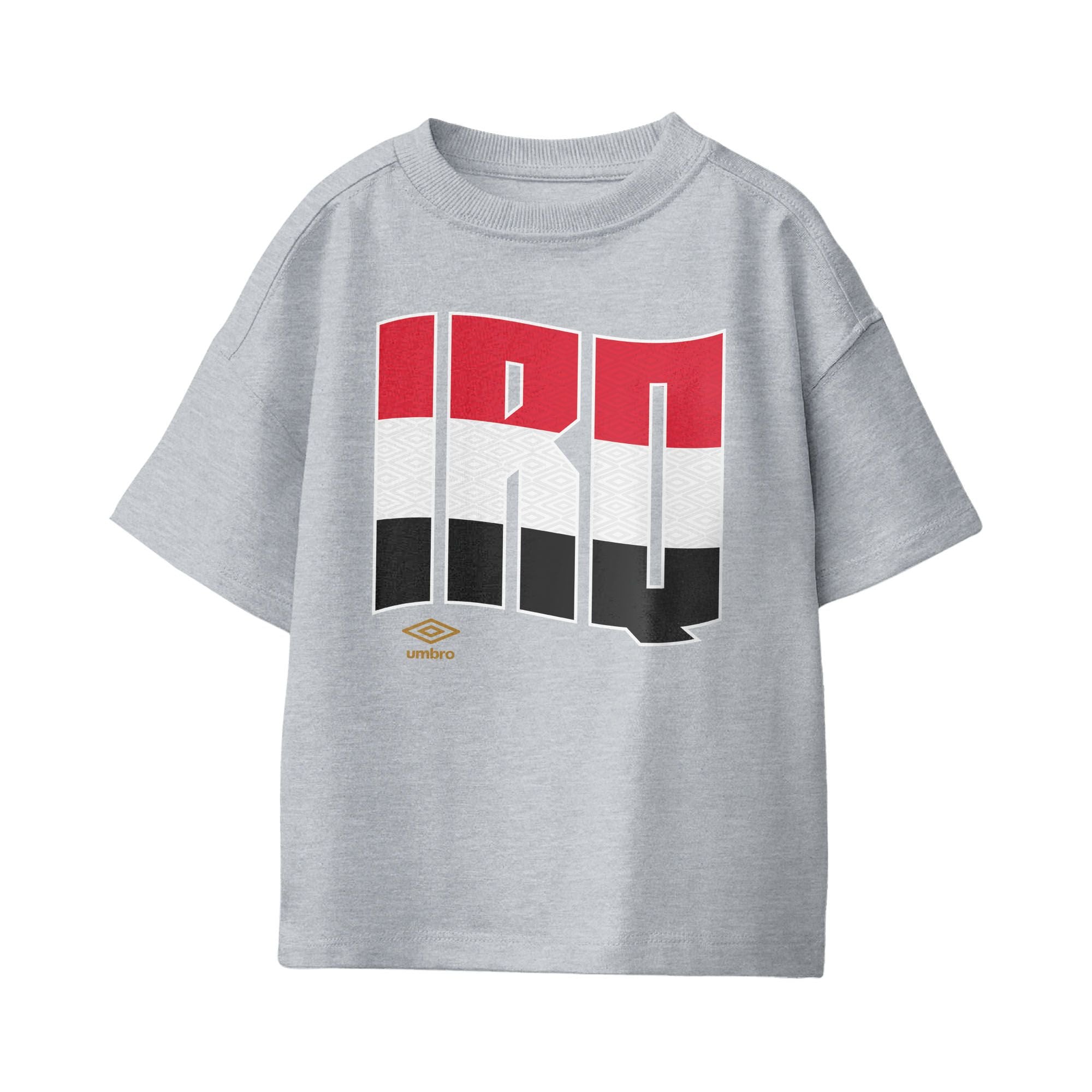 Iraq wavy graphic sport grey soccer T-shirt. Shop football team tees in soft cotton by Umbro.