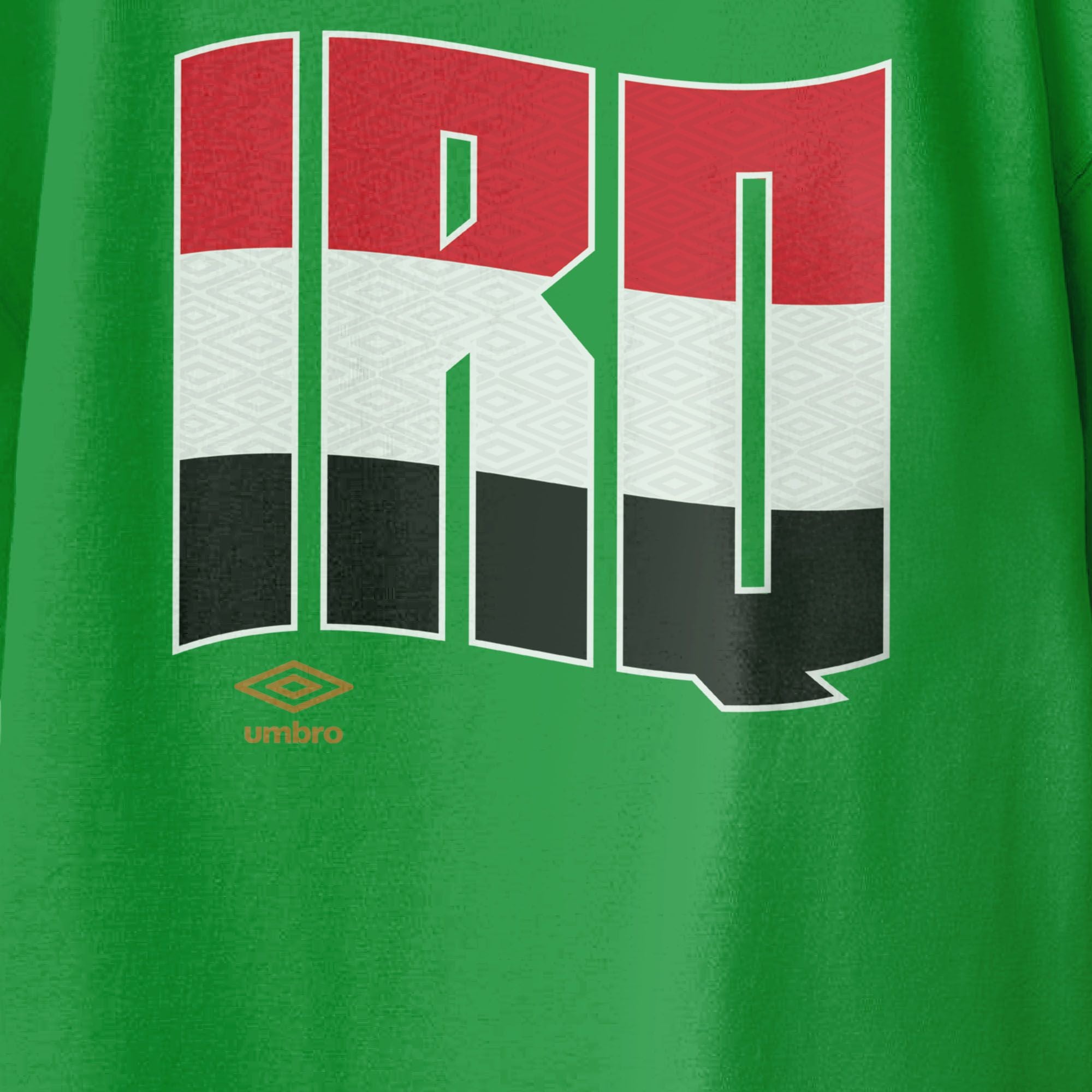 Iraq wavy graphic green soccer Tshirt. Shop football team tees in soft cotton by Umbro.