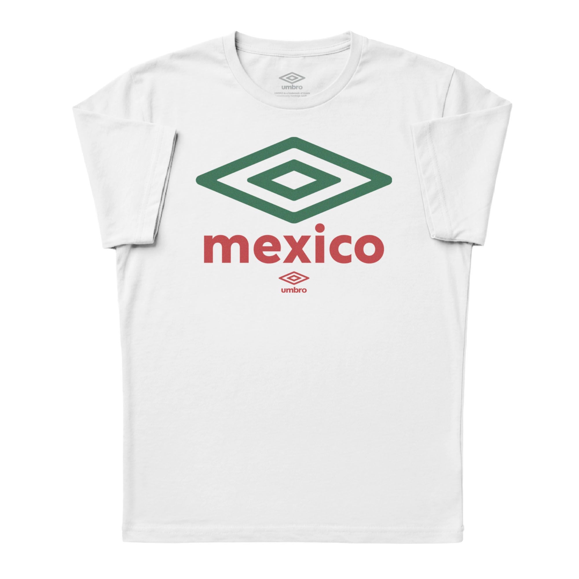 Mexico diamond logo white soccer Tees. Shop football team t-shirts in soft cotton by Umbro.