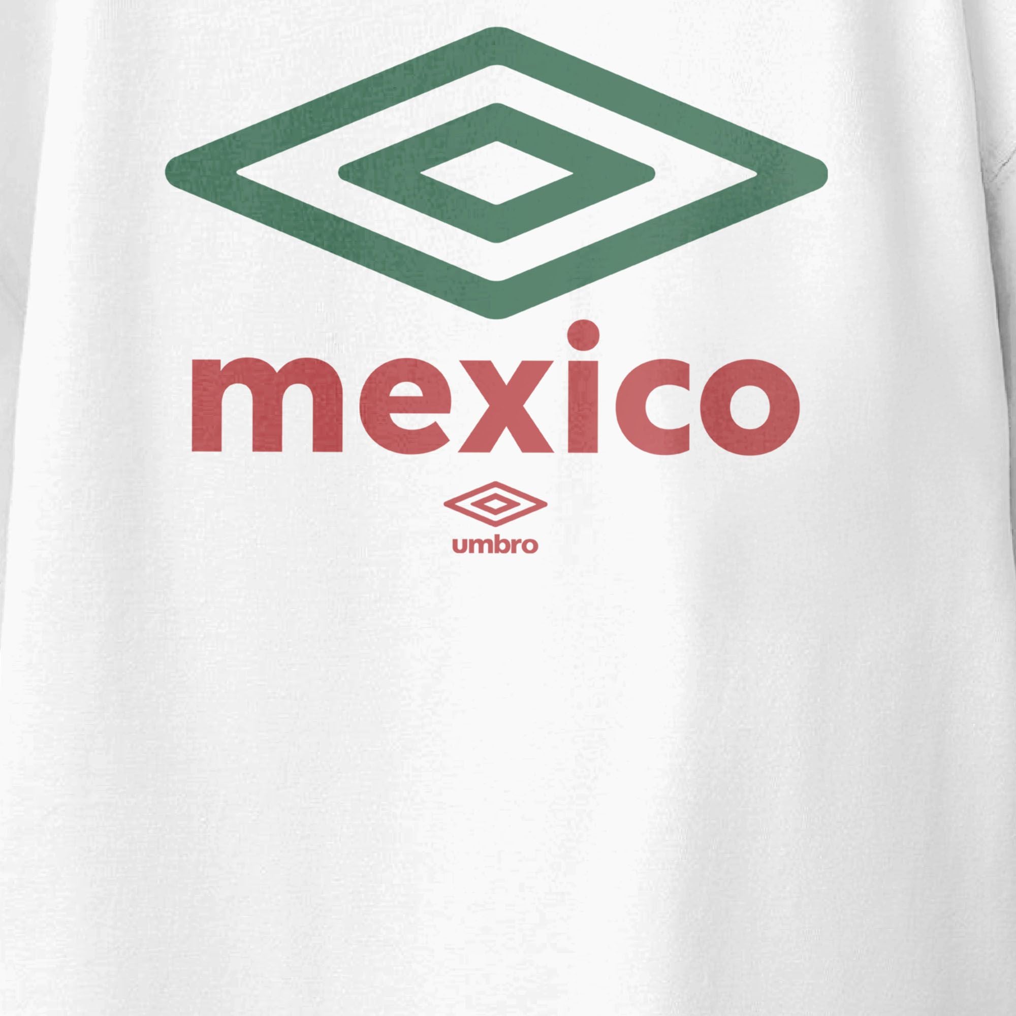 Kids’ Mexico diamond logo White soccer T-shirts. Shop football team tees in soft cotton by Umbro.