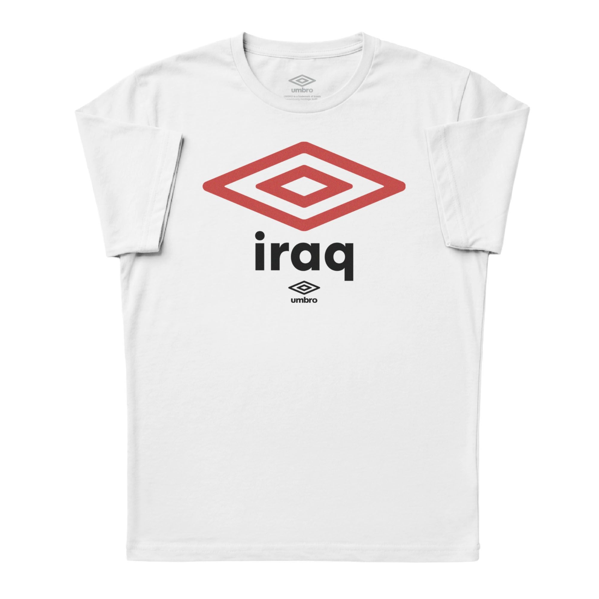 Iraq diamond logo white soccer T-shirt. Shop football team tees in soft cotton by Umbro.