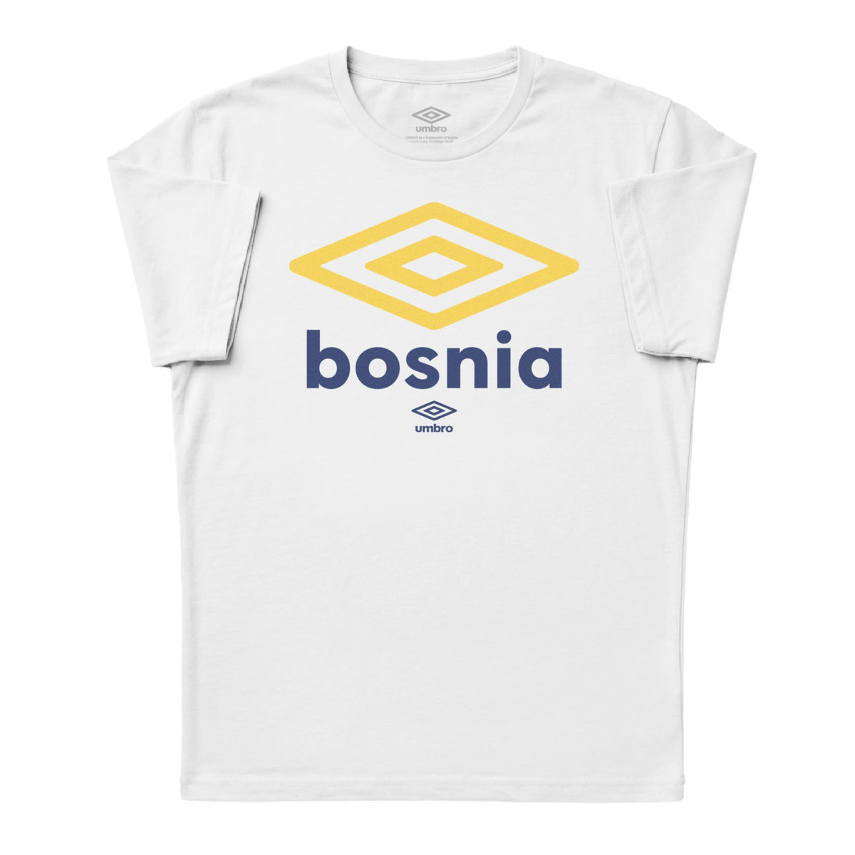 Bosnia and Herzegovina diamond logo white soccer tees. Shop football team t-shirts in soft cotton by Umbro.