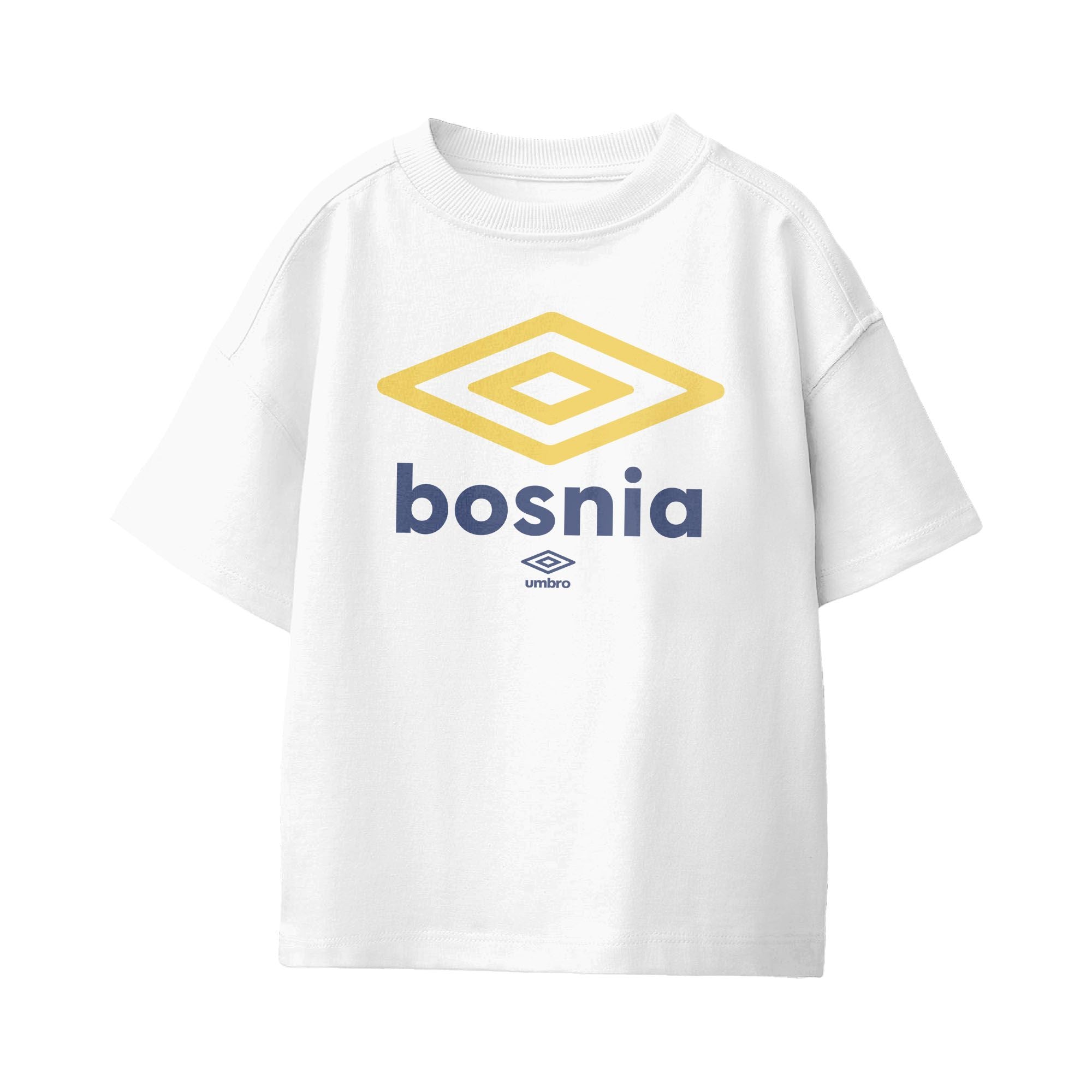 Kids’ Bosnia and Herzegovina diamond logo white soccer Tees. Shop football team t-shirts in soft cotton by Umbro.