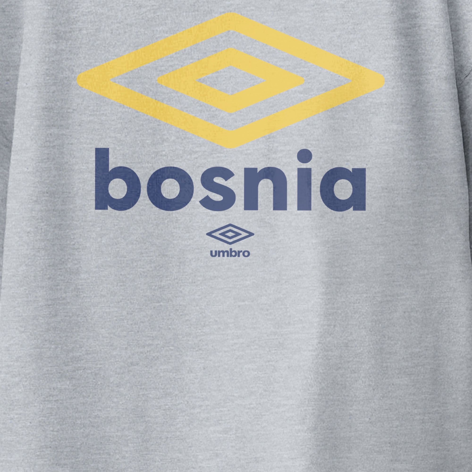 Kids’ Bosnia and Herzegovina diamond logo grey soccer T-shirts. Shop football team tees in soft cotton by Umbro.
