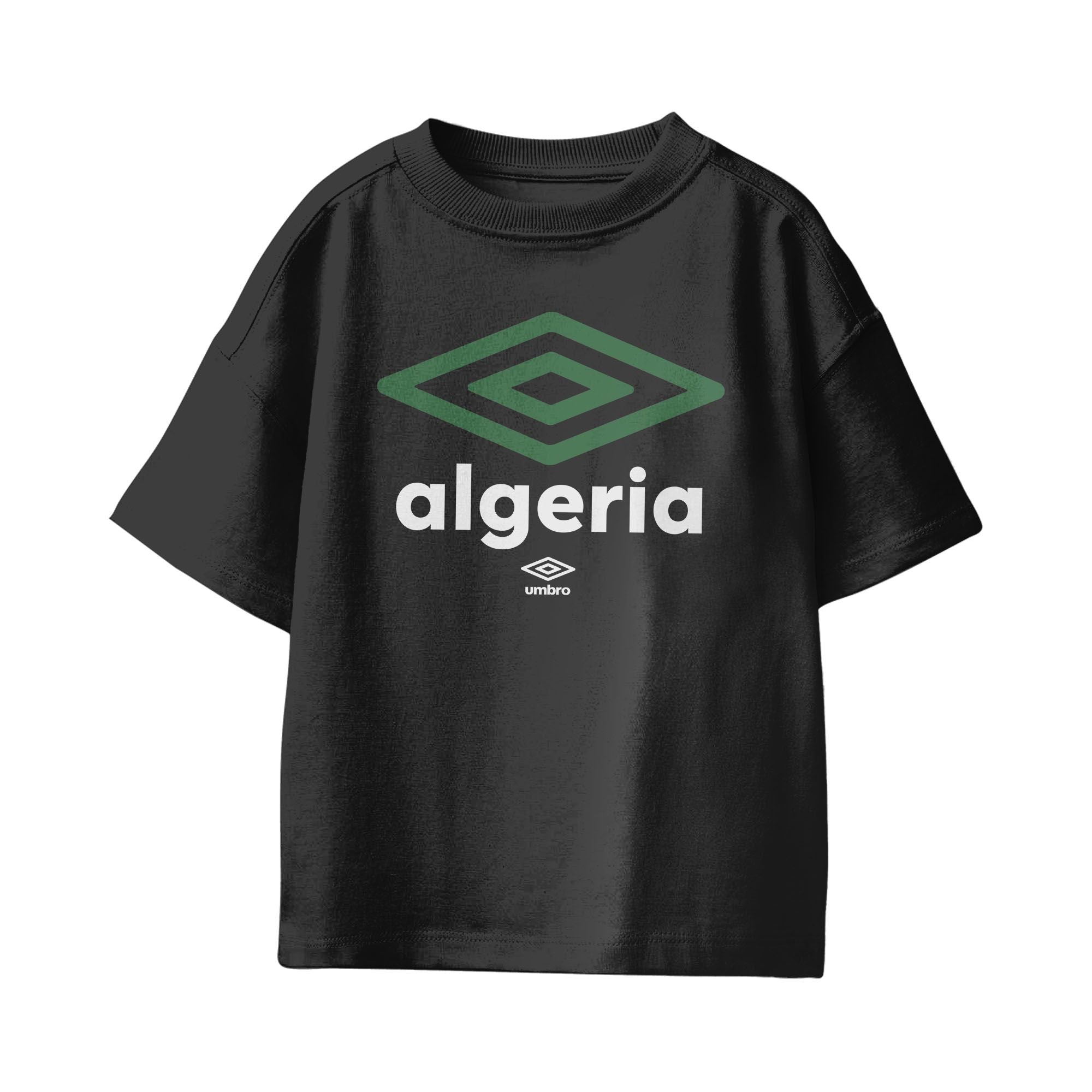 Umbro Kids Black Algeria Diamond Logo T-Shirt 100% cotton. Shop kids logo tees by Umbro.