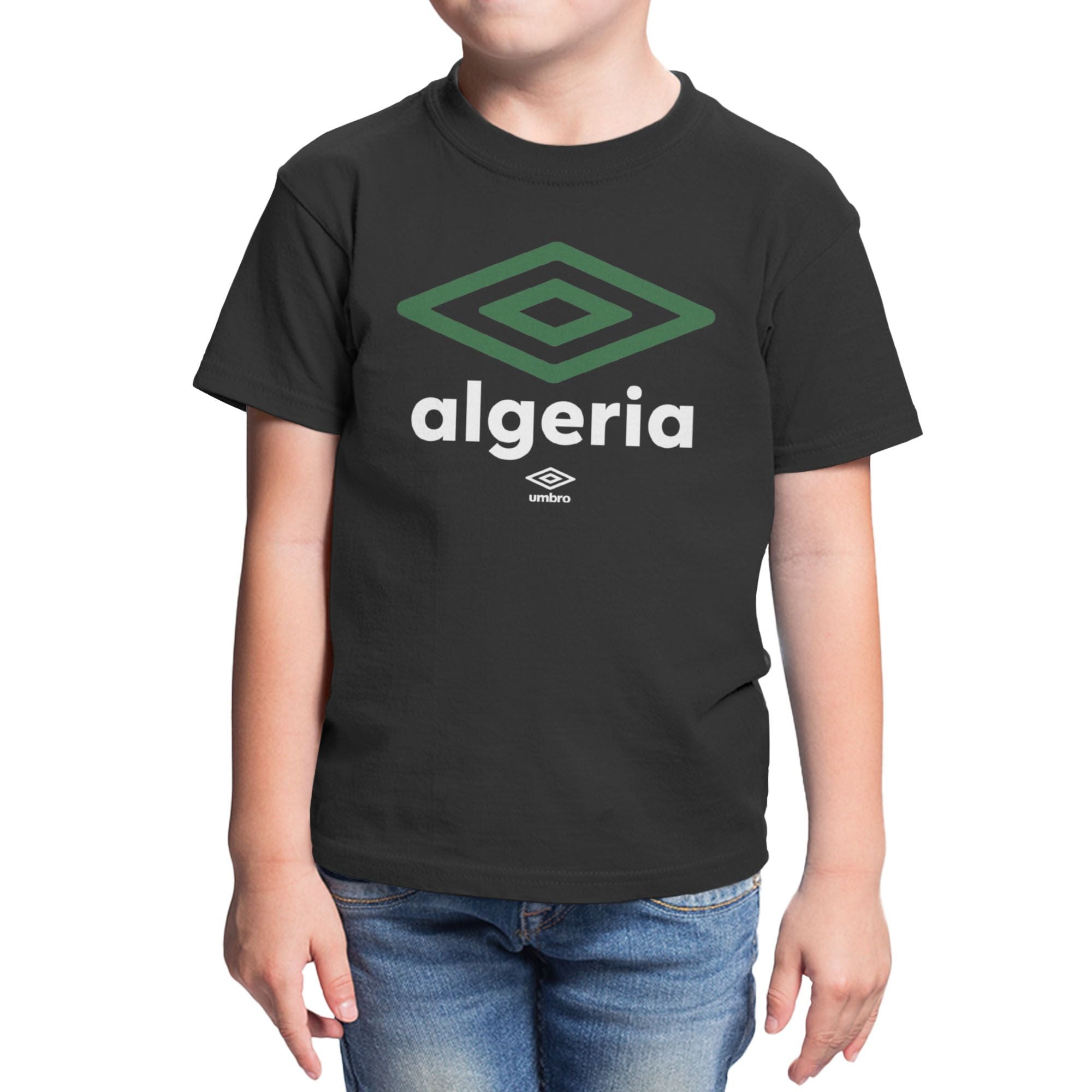 Umbro Kids Black Algeria Diamond Logo T-Shirt 100% cotton. Shop kids logo tees by Umbro.
