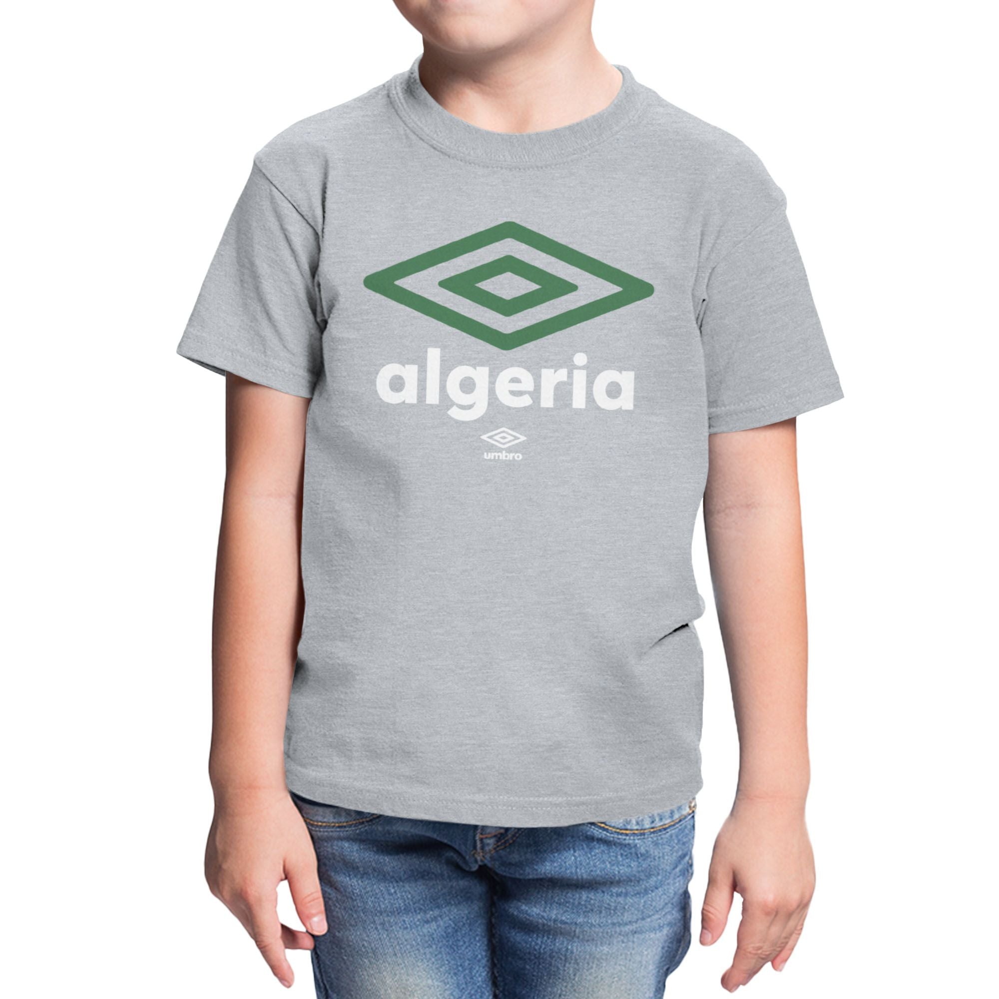 Umbro Kids Sport Grey Algeria Diamond Logo T-Shirt 100% cotton. Shop kids logo tees by Umbro.