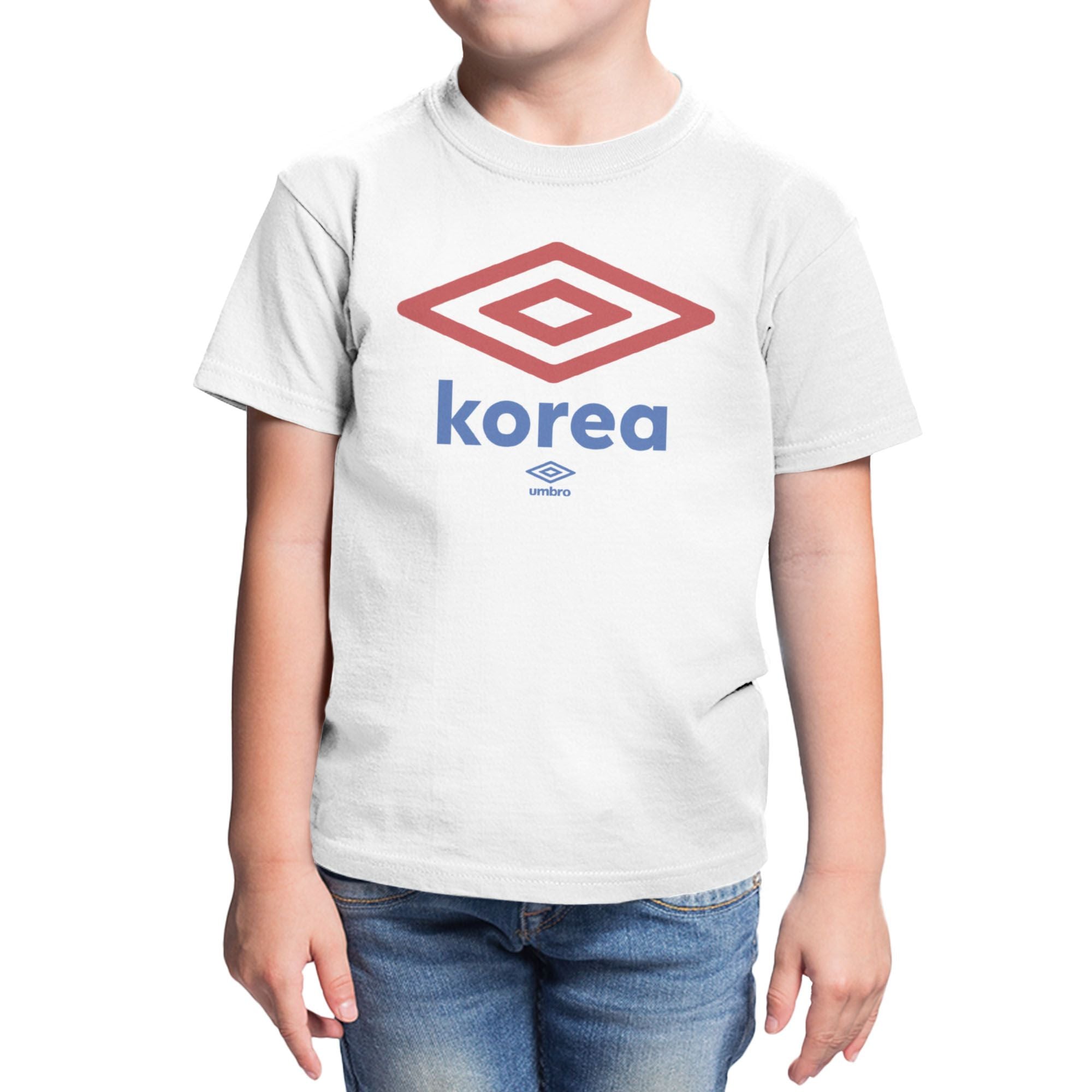 Umbro Kids White Korea Diamond Logo T-Shirt 100% cotton. Shop kids logo tees by Umbro.