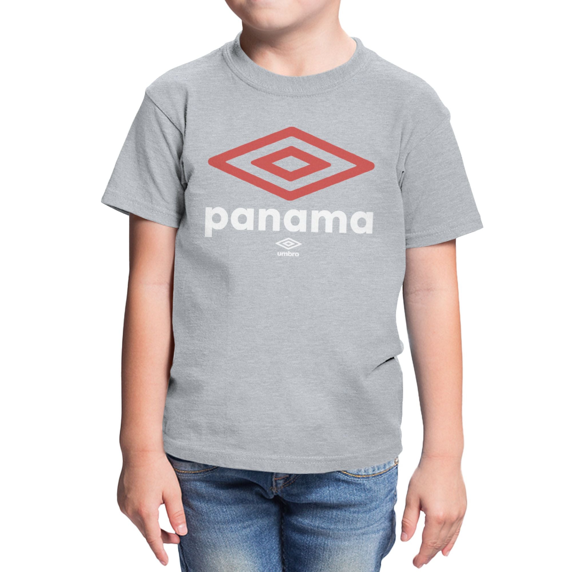 Umbro Kids Sports Grey Panama Diamond Logo T-Shirt 100% cotton. Shop kids logo tees by Umbro.