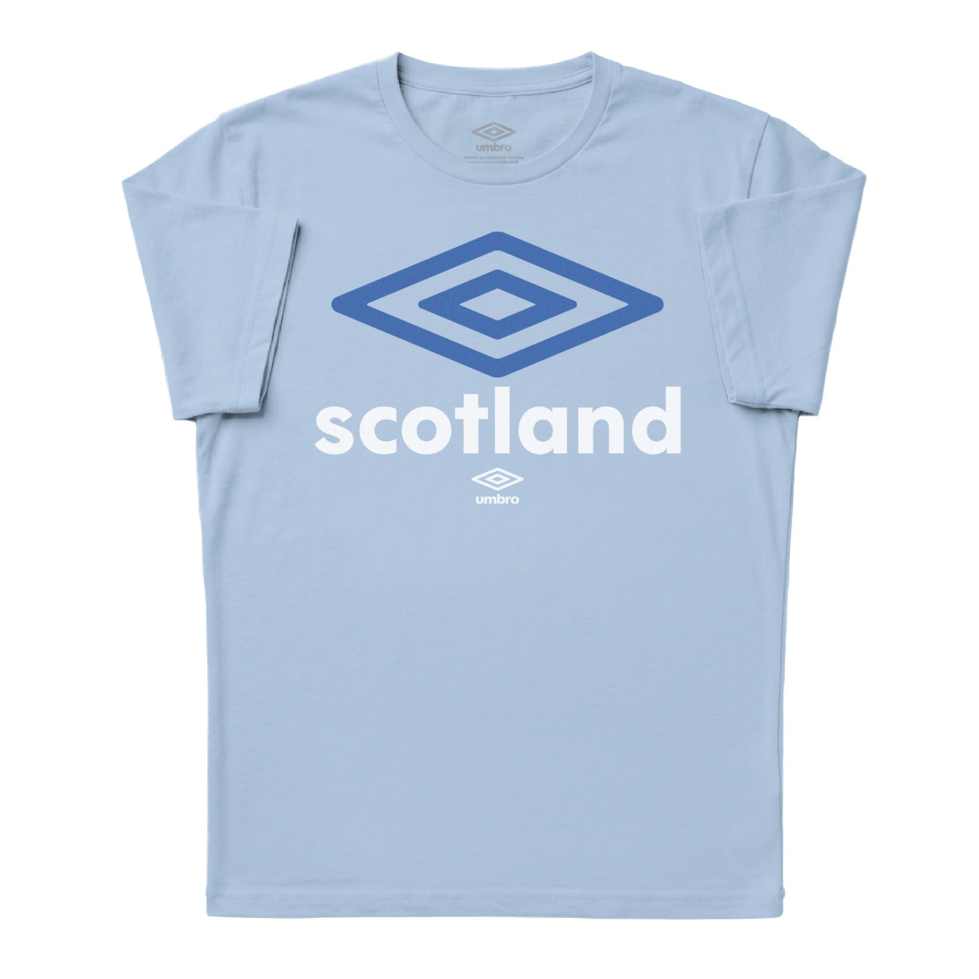 Scotland diamond logo light blue soccer tees. Shop football team t-shirts in soft cotton by Umbro.
