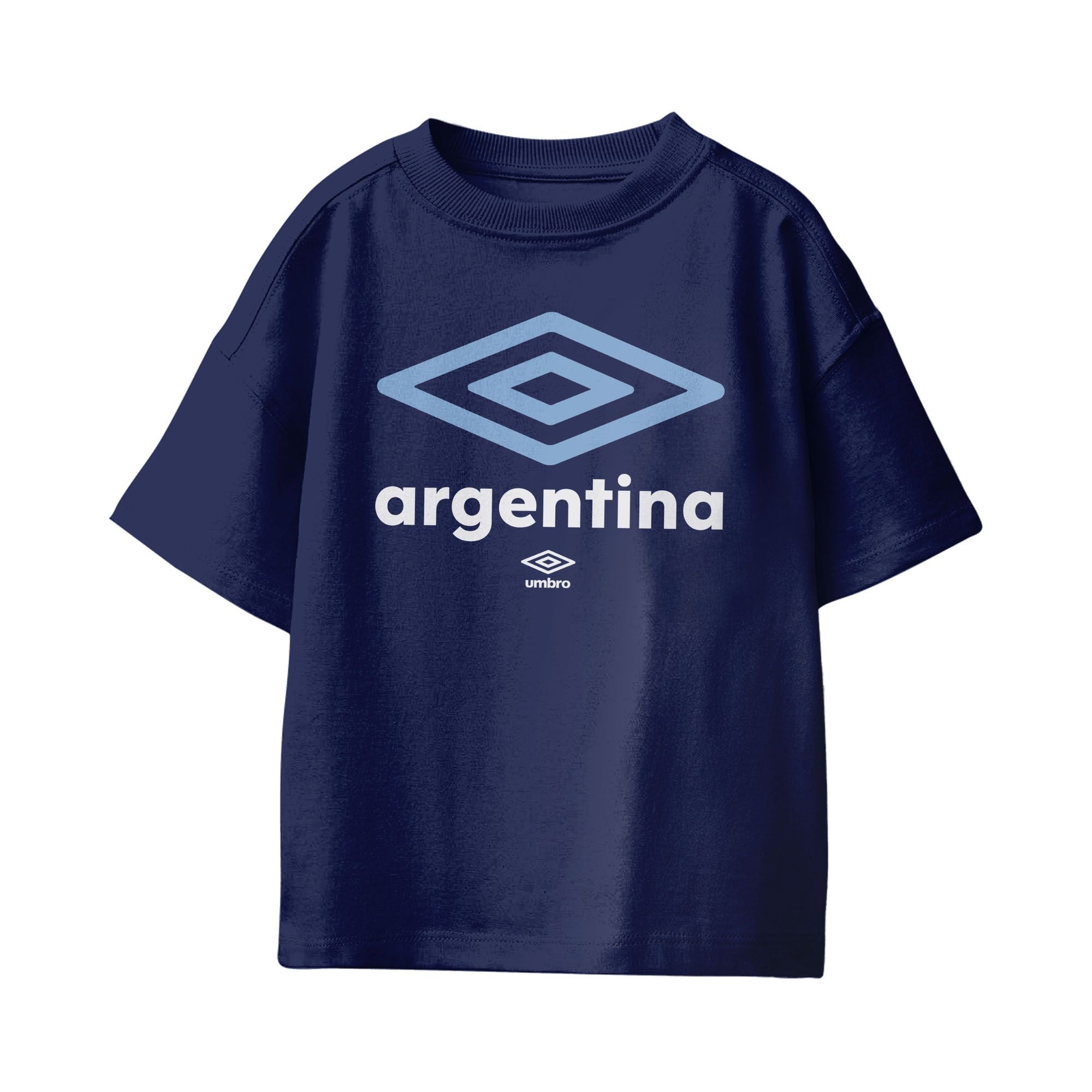 Kids’ Argentina stacked graphic navy T-shirt / Shop football team tees in soft cotton by Umbro.