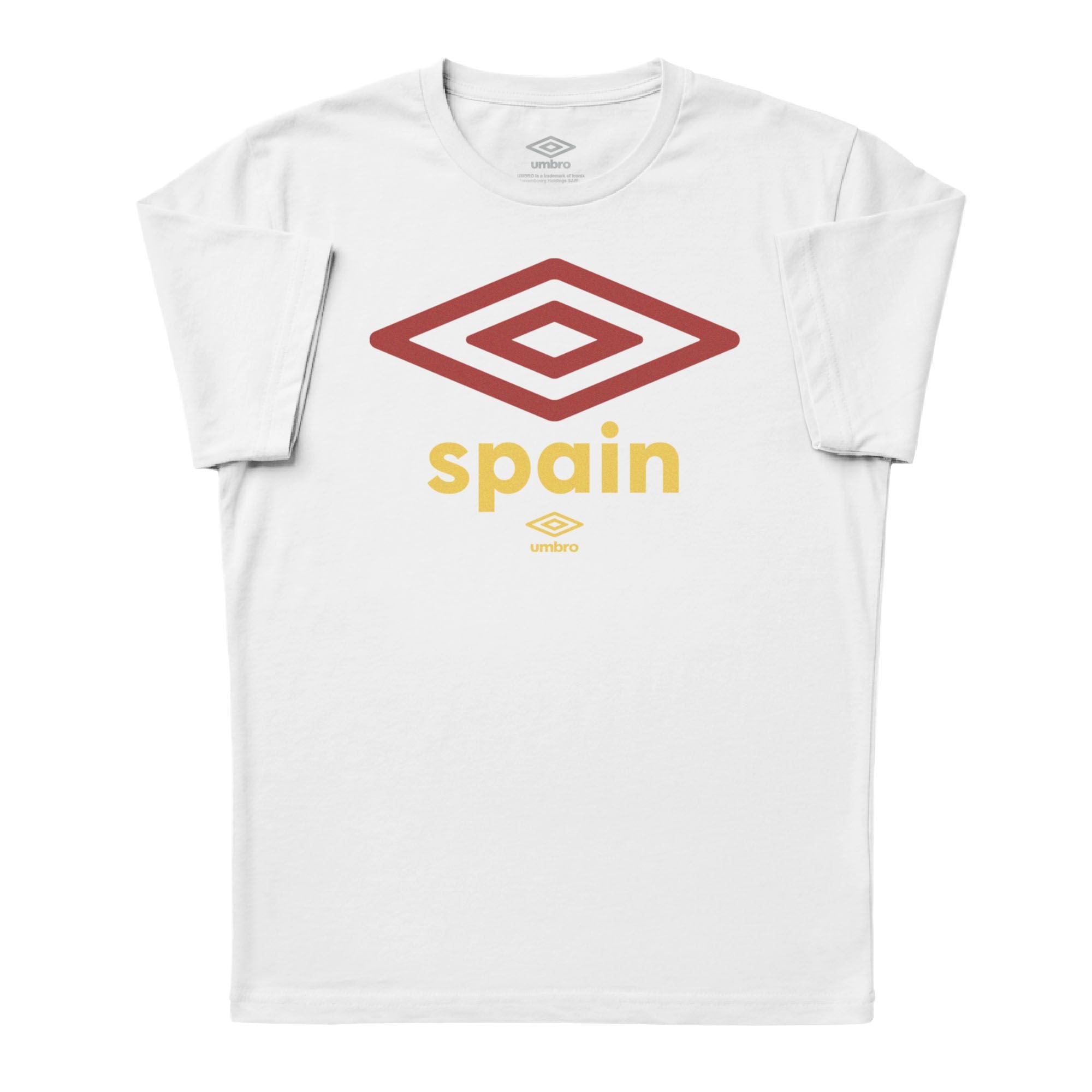 Spain diamond logo white soccer Tees / Shop football team t-shirts in soft cotton by Umbro.