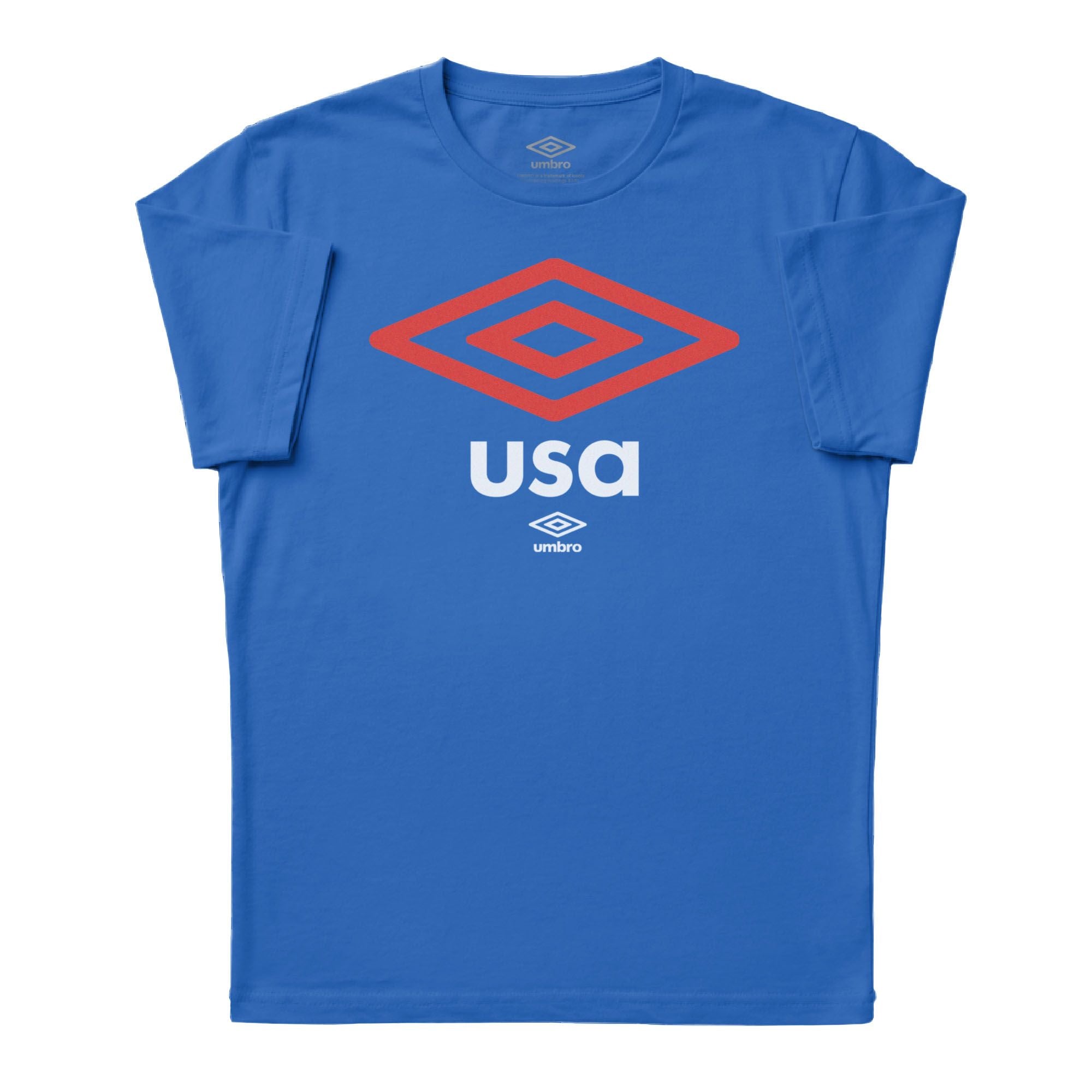 USA diamond graphic soccer royal blue tees. Shop football team tees in soft cotton by Umbro