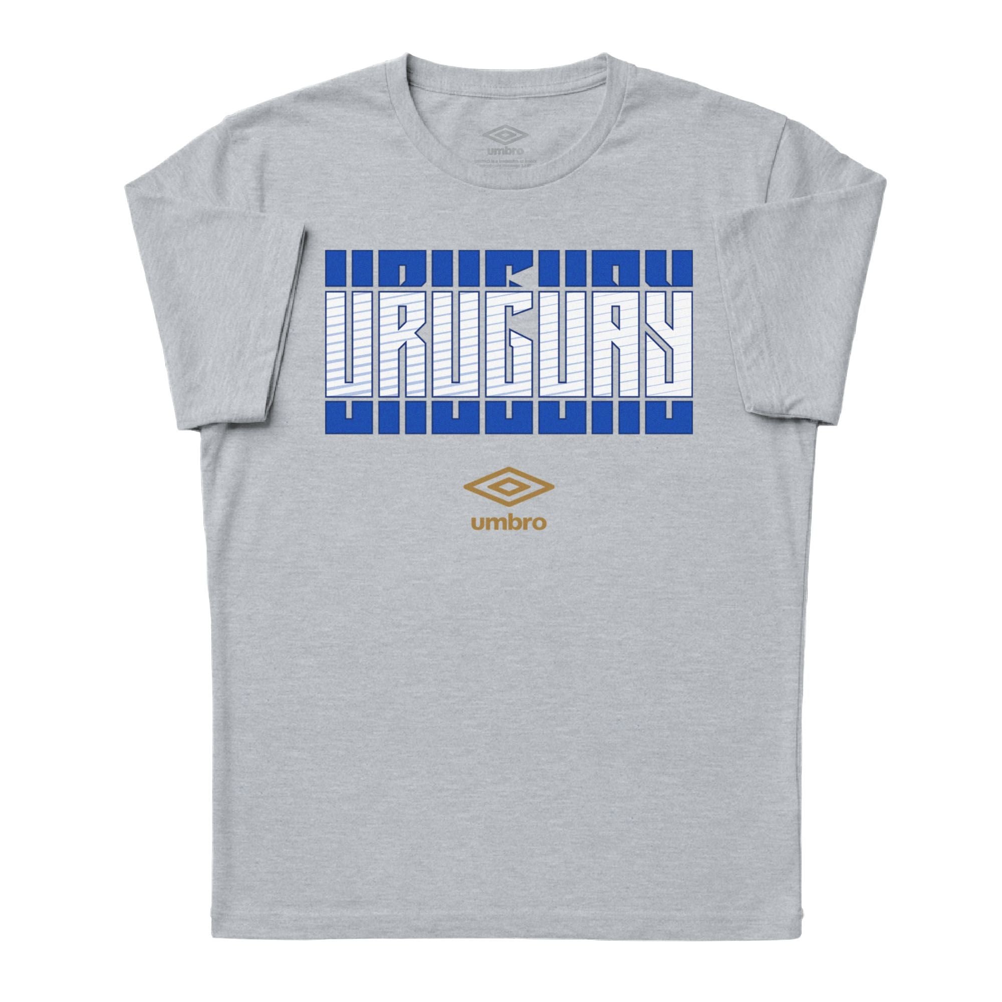 Uruguay Stacked grey soccer tee in 100% cotton with short sleeves and round neck - Shop men's graphic tees by Umbro