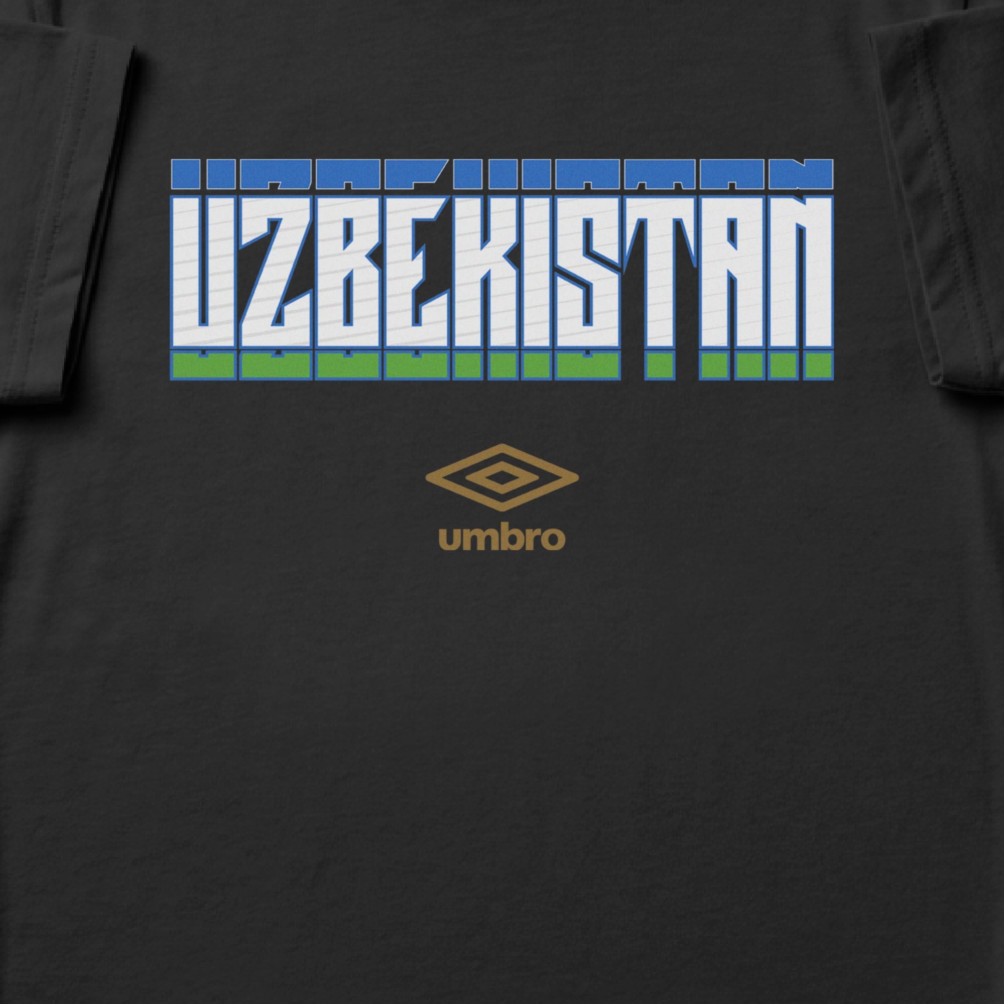 Uzbekistan Stacked black soccer t shirt in 100% cotton with short sleeves - Shop men's workout tees by Umbro.