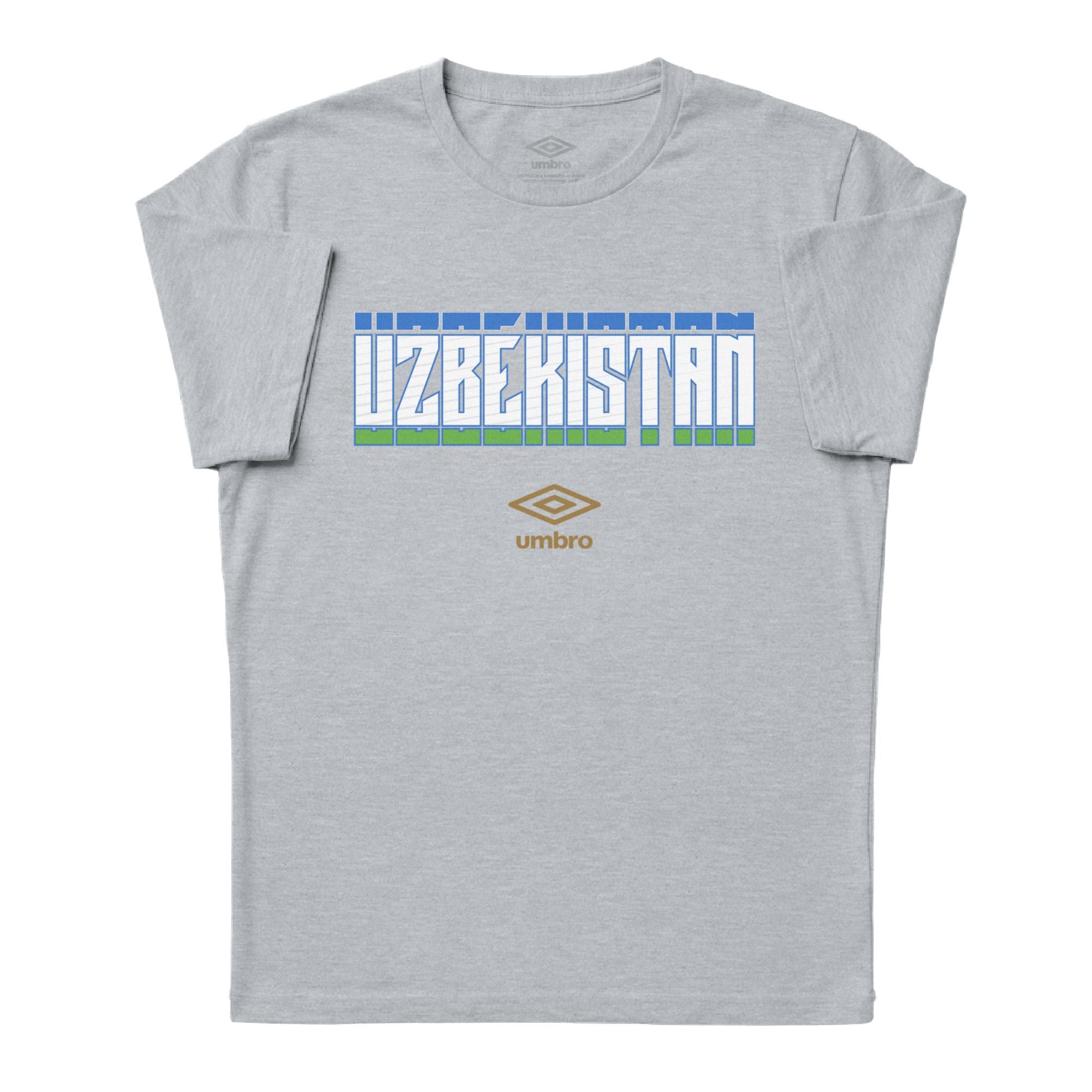 Uzbekistan Stacked grey soccer tee in cotton with short sleeves and round neck - Shop men's workout tees by Umbro