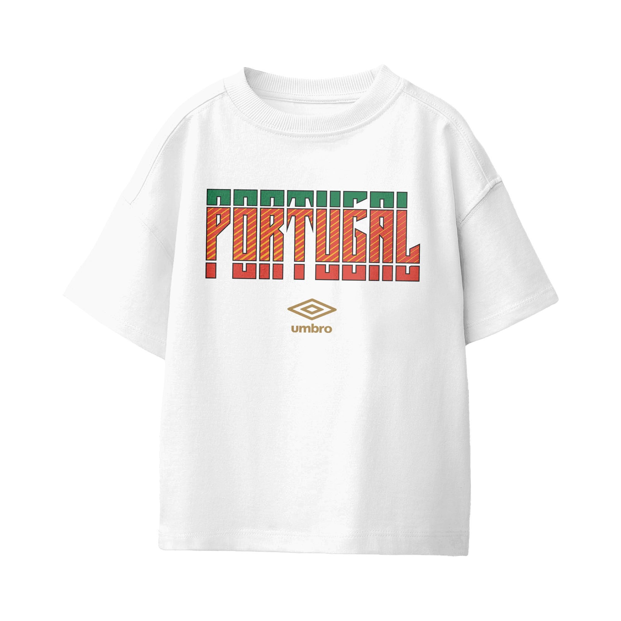 Umbro Kids Unisex Portugal Stacked Soccer T-Shirt White