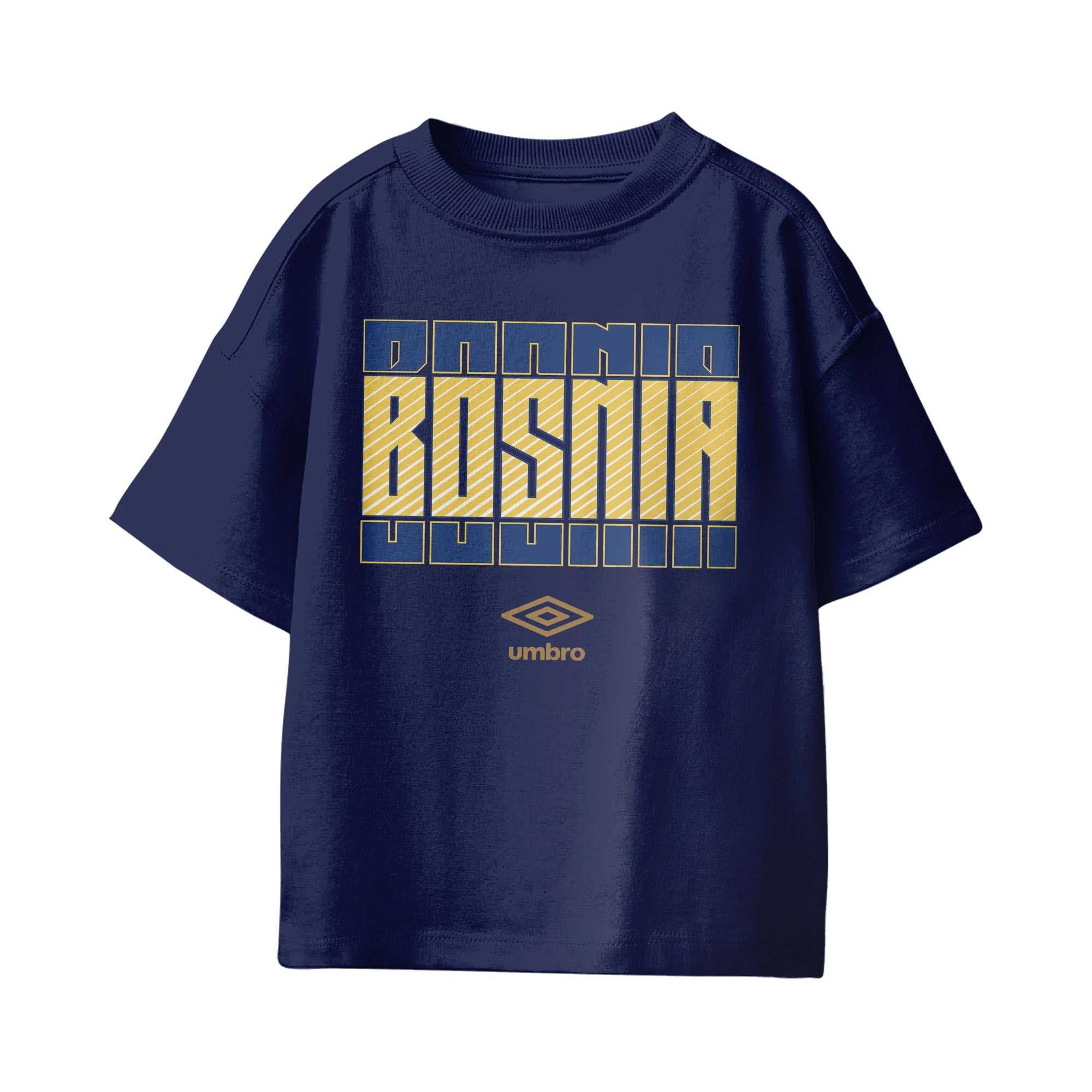 Umbro Kids Unisex Bosnia and Herzegovina Stacked Soccer T-Shirt Navy
