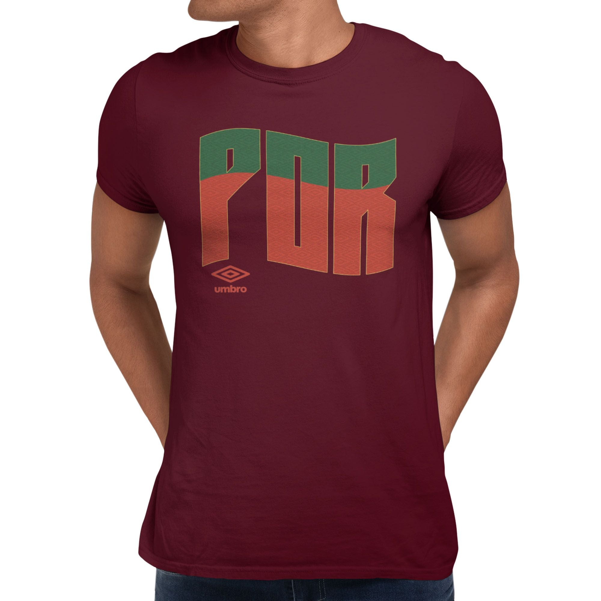 Umbro Portugal Wavy Logo T-Shirt Maroon 
