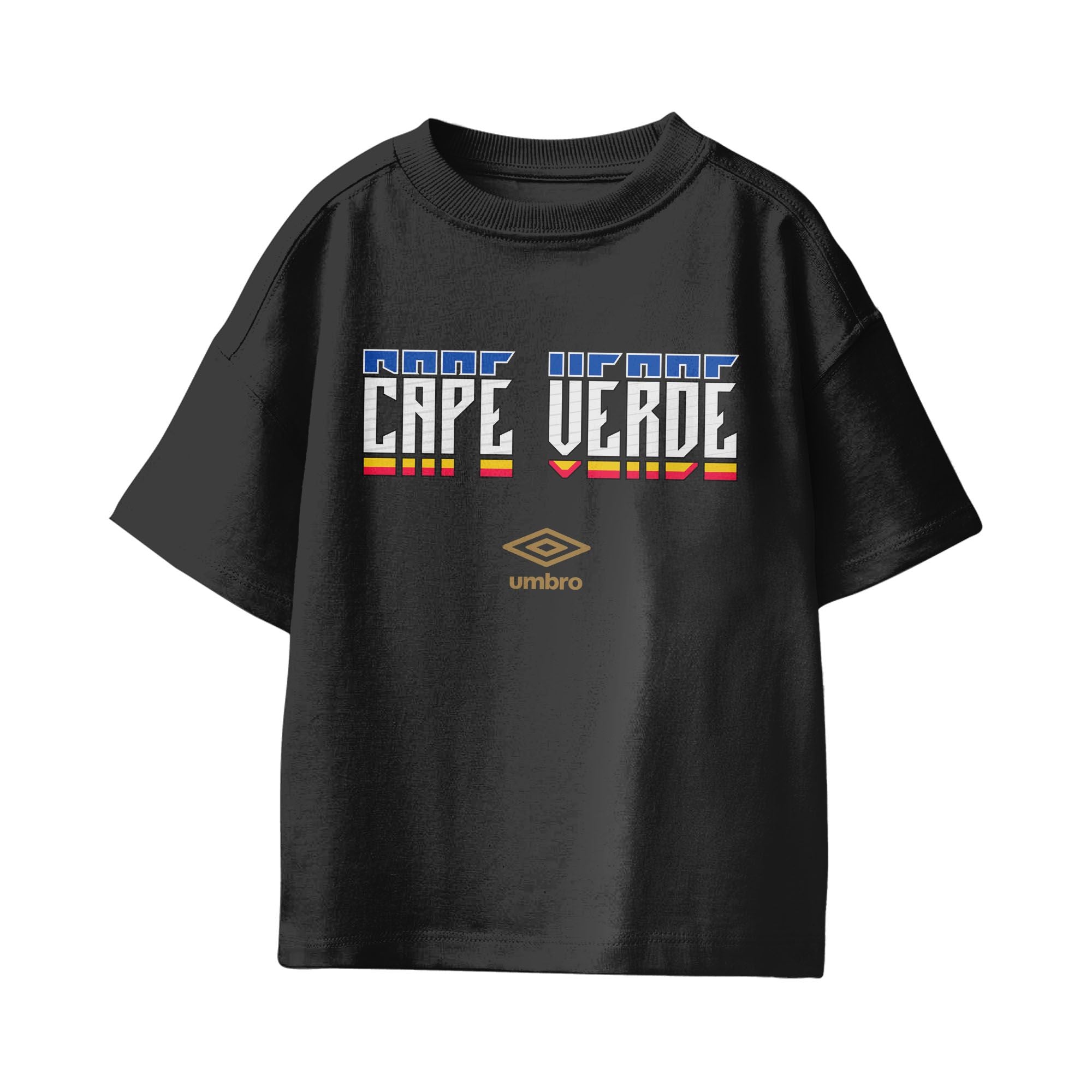 Umbro Kids Unisex Cape Verde Stacked Soccer T-Shirt Black