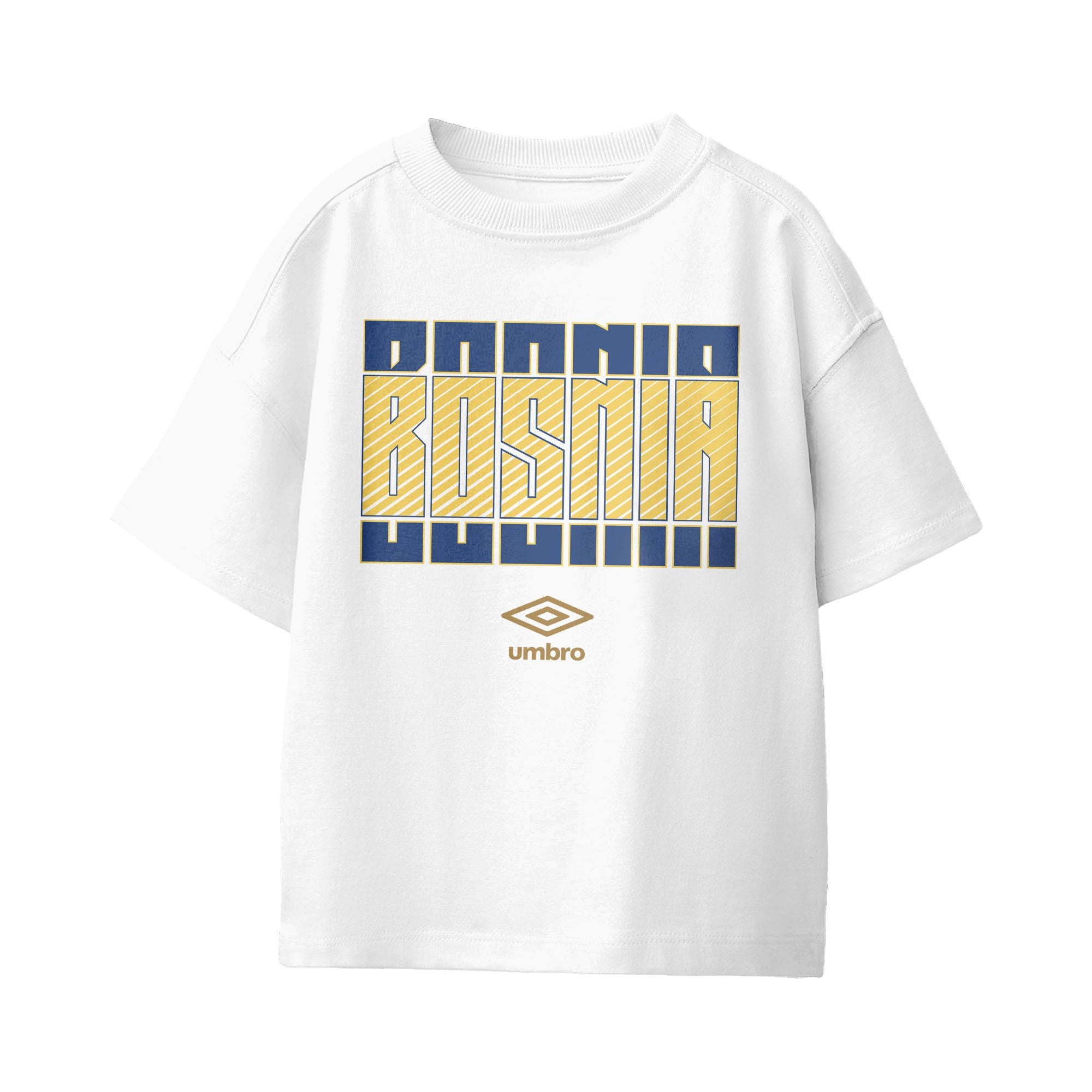 Umbro Kids Unisex Bosnia and Herzegovina Stacked Soccer T-Shirt White