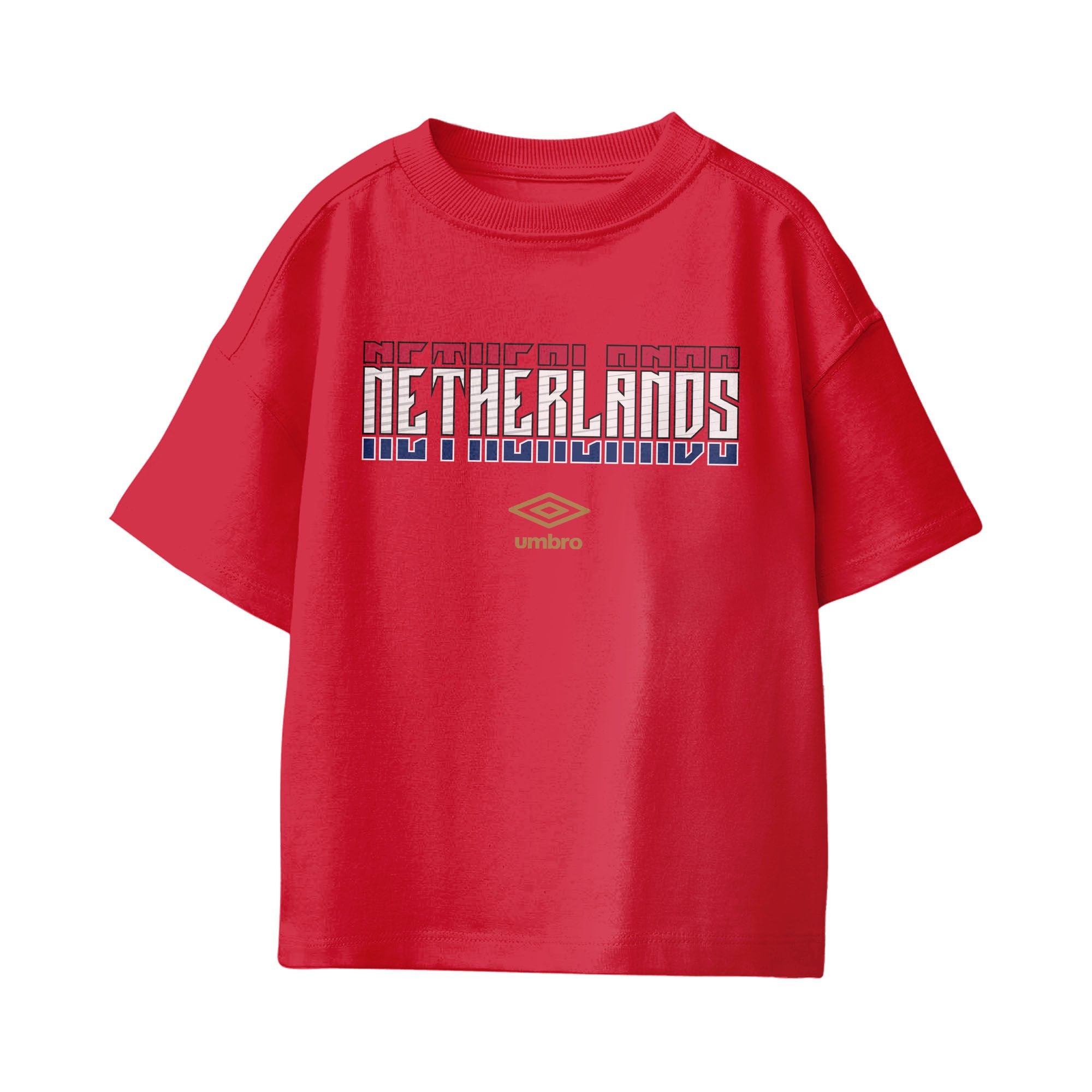 Umbro Kids Unisex Netherlands Stacked Soccer T-Shirt Red
