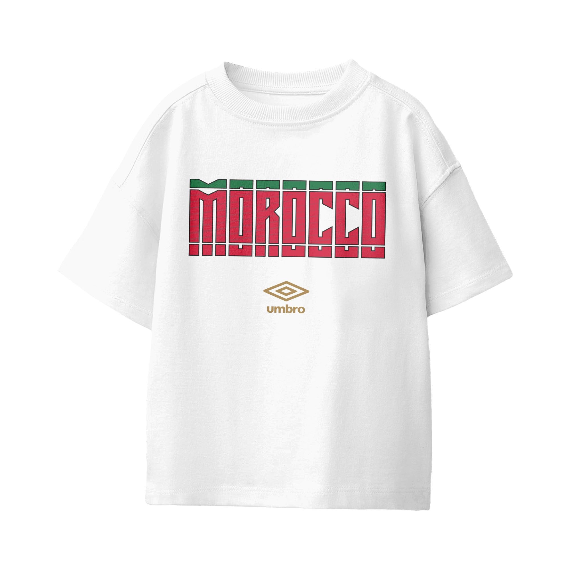 Umbro Kids Unisex Morocco Stacked Soccer T-Shirt White