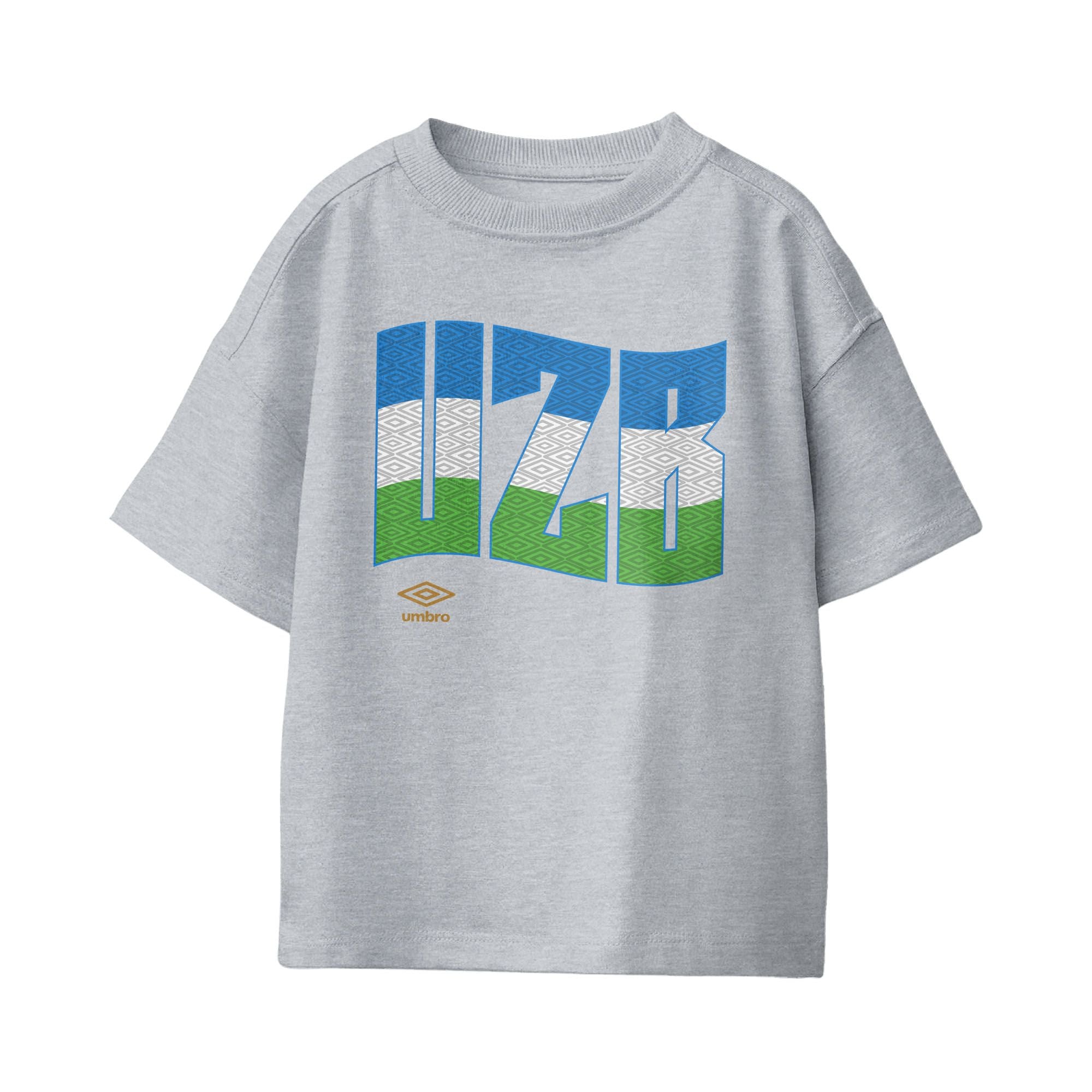 Umbro Kids Unisex Uzbekistan Wavy Logo T-Shirt Sport Grey