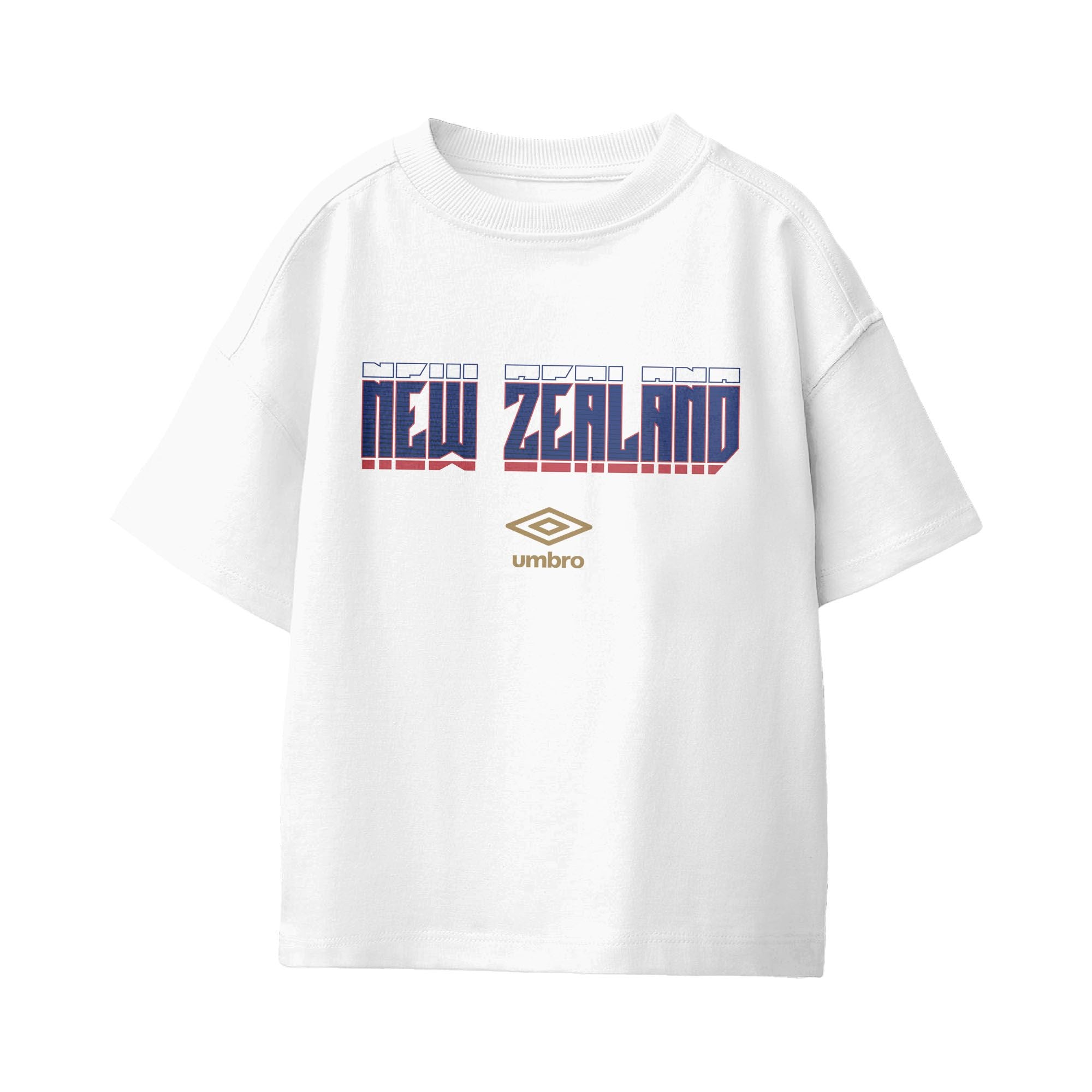 Umbro Kids Unisex New Zealand Stacked Soccer T-Shirt White