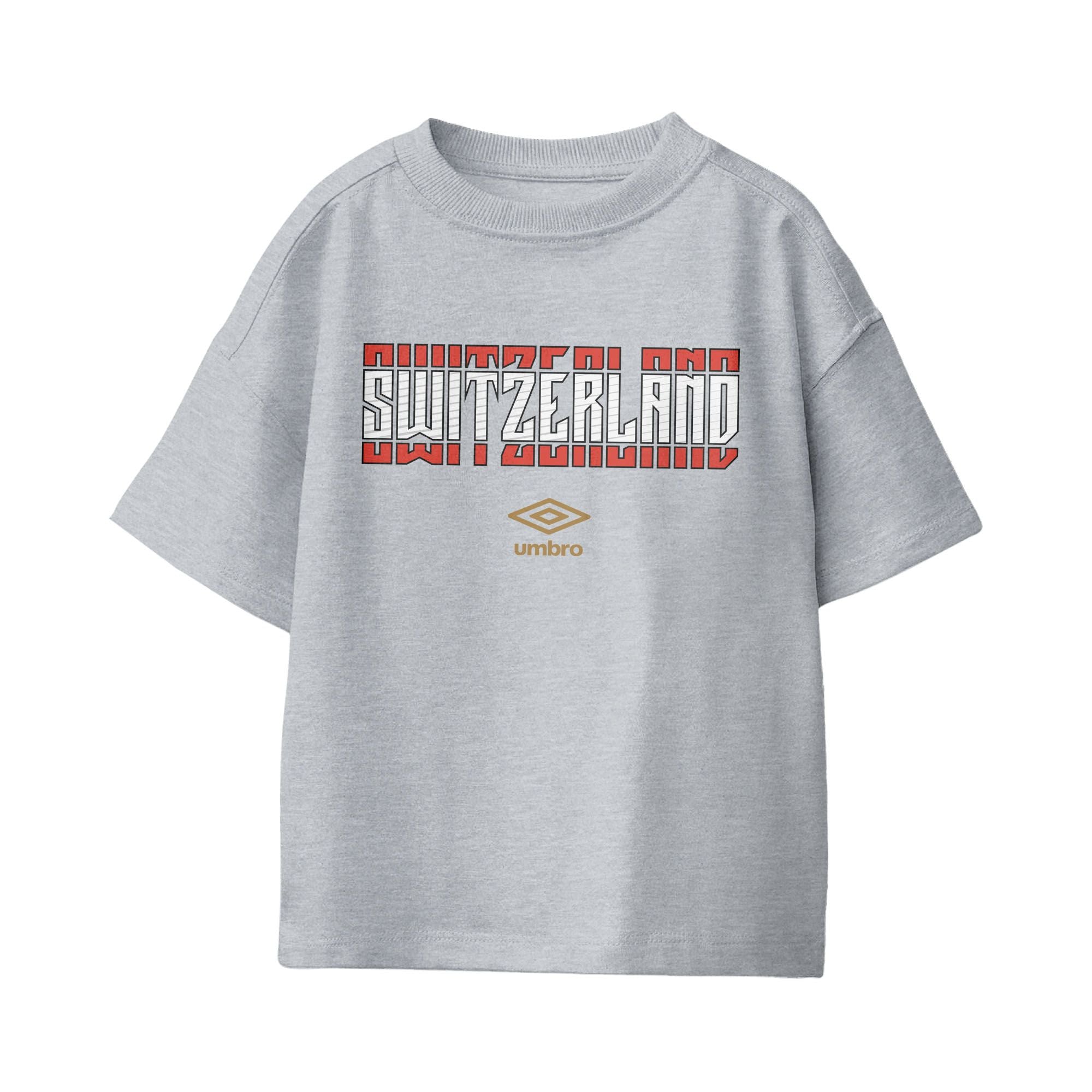 Umbro Kids Unisex Switzerland Stacked Soccer T-Shirt Sport Grey