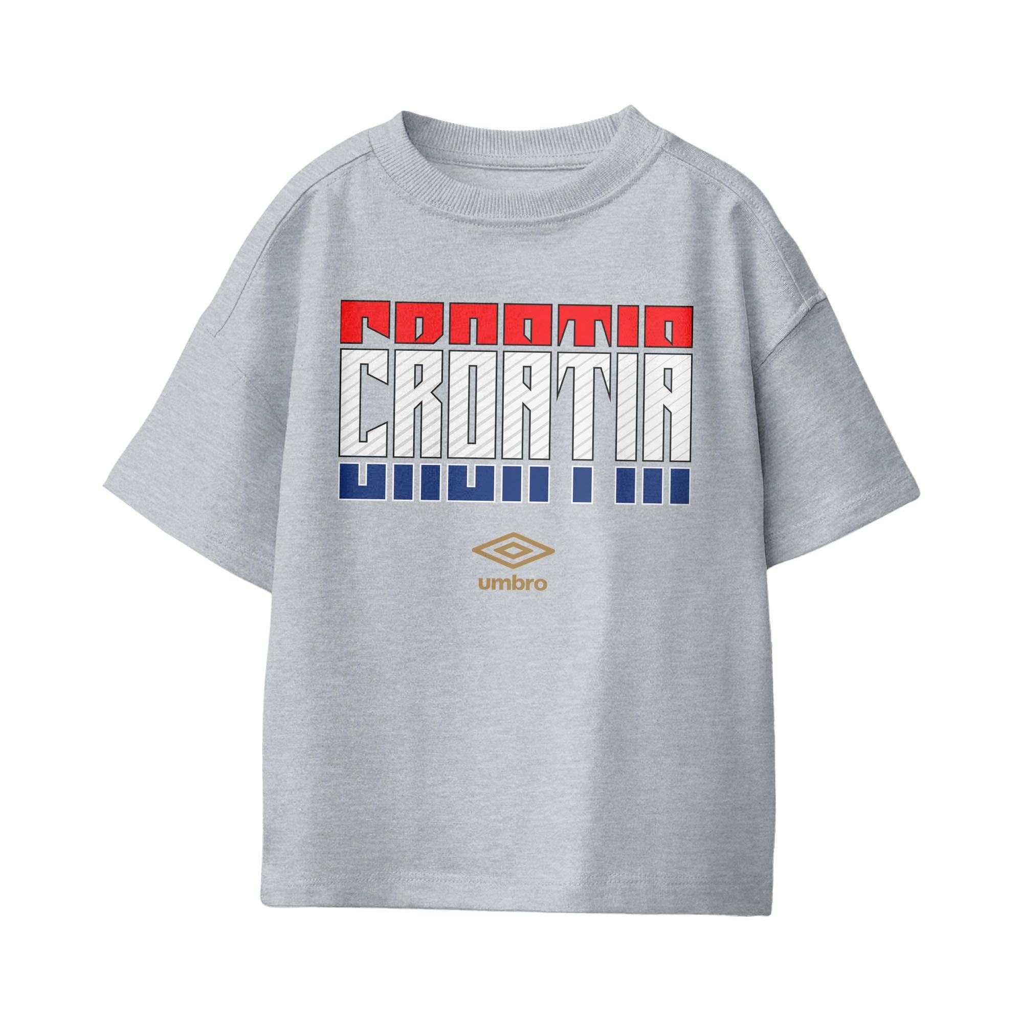 Umbro Kids Unisex Croatia Stacked Soccer T-Shirt Sport Grey