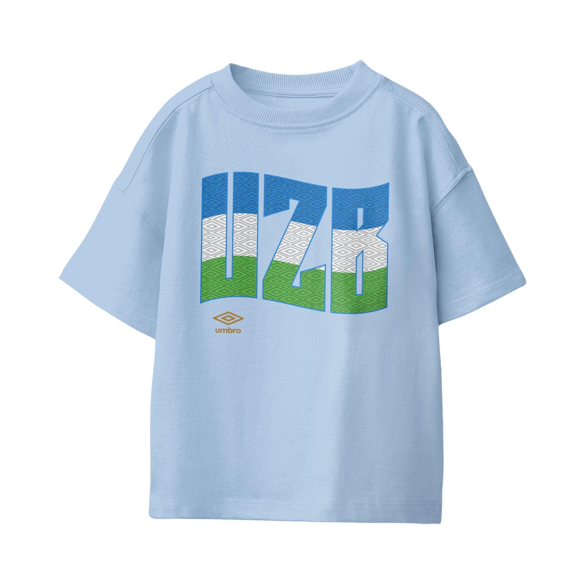 Umbro Kids Unisex Uzbekistan Wavy Logo T-Shirt Light Blue